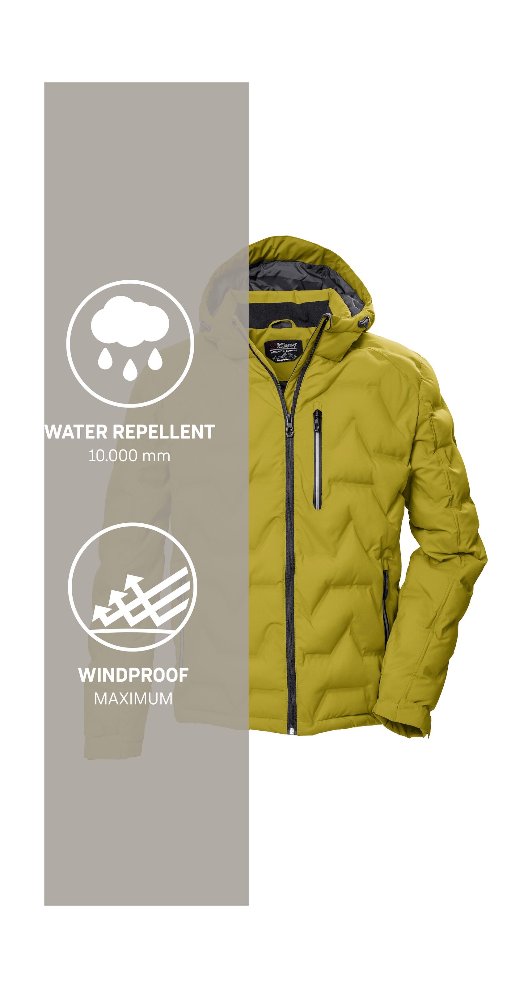 Killtec Steppjacke »KOW 60 MN QLTD JCKT«, Wasser- und windabweisend, atmungsaktiv, verstellbare Kapuze