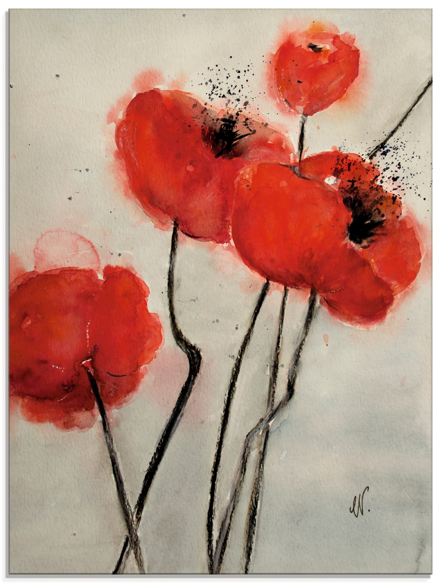 Artland Glasbild "Roter Mohn" Blumen 1 Stk. tlg. in verschiedenen Größen