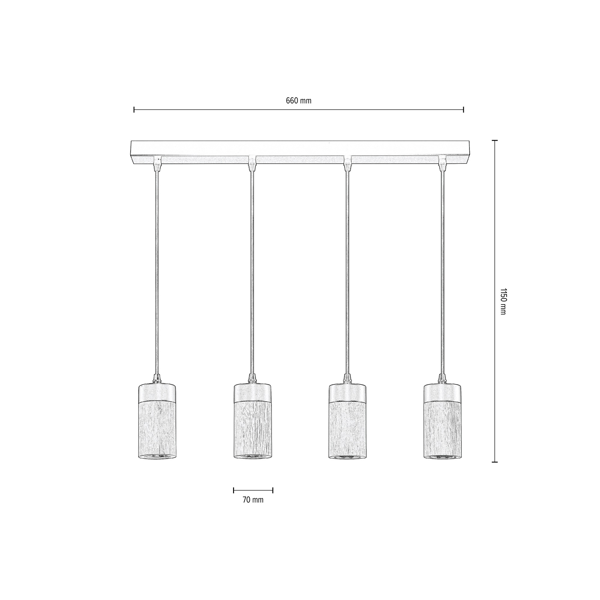 BRITOP LIGHTING Pendelleuchte »ANNICK«, 4 flammig, Leuchtmittel GU10 | LED wechselbar, Hängeleuchte, Aus edlem Eichenholz und Metall, LED-Leuchtmittel inkl.