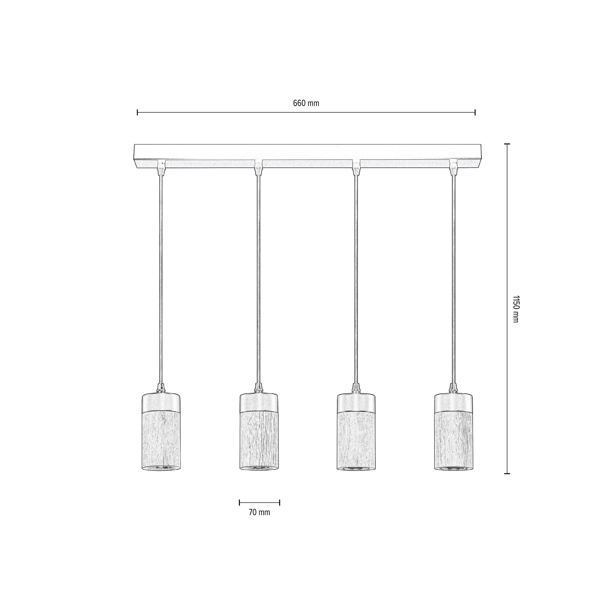 BRITOP LIGHTING Pendelleuchte »ANNICK«, 4 LED-Leuchtmittel und Hängeleuchte, BAUR Metall, | inkl. edlem flammig-flammig, Aus Eichenholz