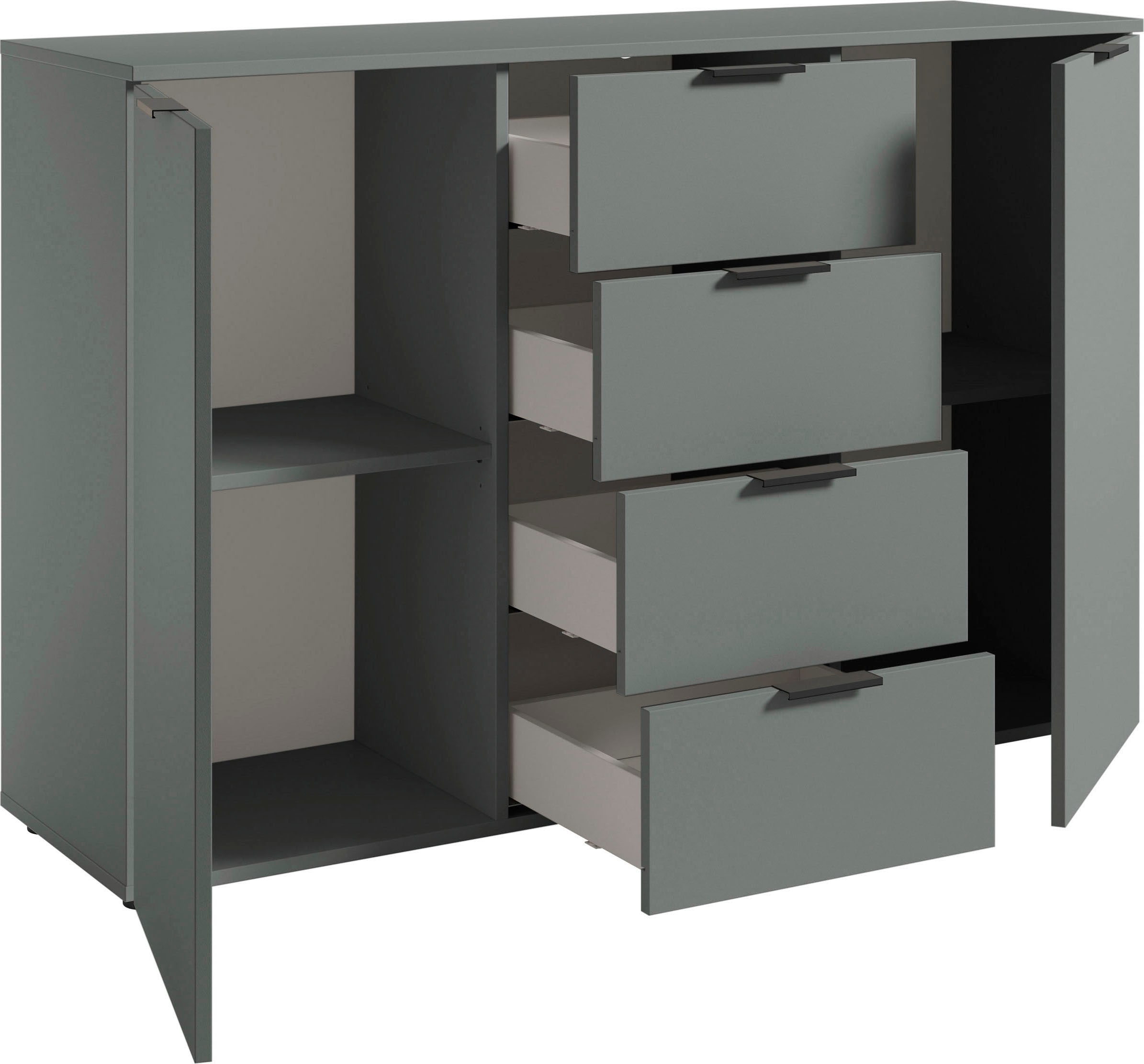 HBZ Sideboard »Linz Kommode, BxHxT 135x90x40cm«, (1 St.), Breite 135cm,Lip-Griff, Melaminbeschichtung
