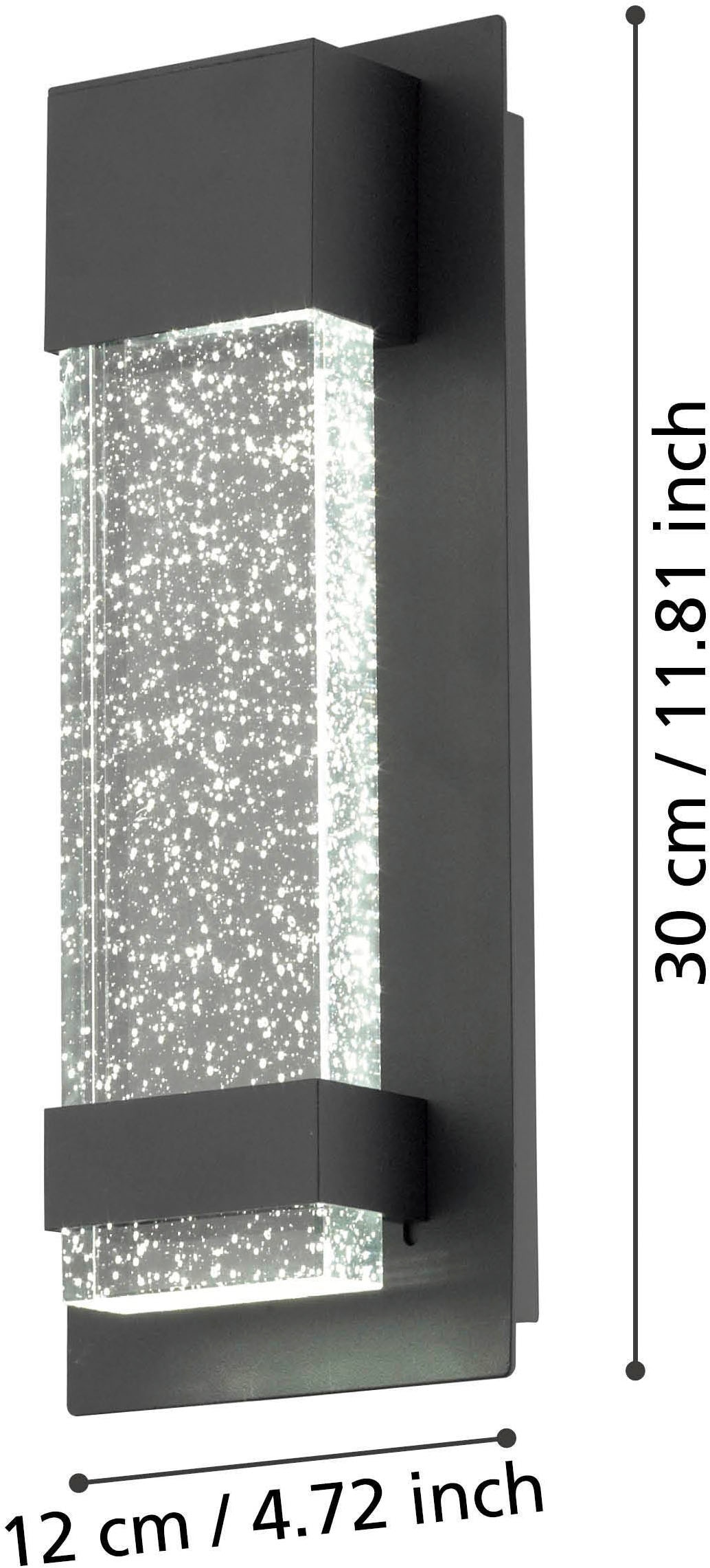 EGLO Wandleuchte »Villagrazia Wandlampe, Außeneleuchte aus Alu und Glas, IP44, Lampe« LED-Modul 1 Stk. Warmweiß