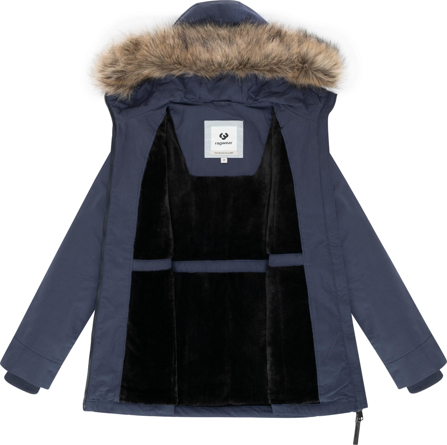 Ragwear Kurzmantel »Monadetta Warm«, Kurzer Wintermantel mit Kunstfellbesatz