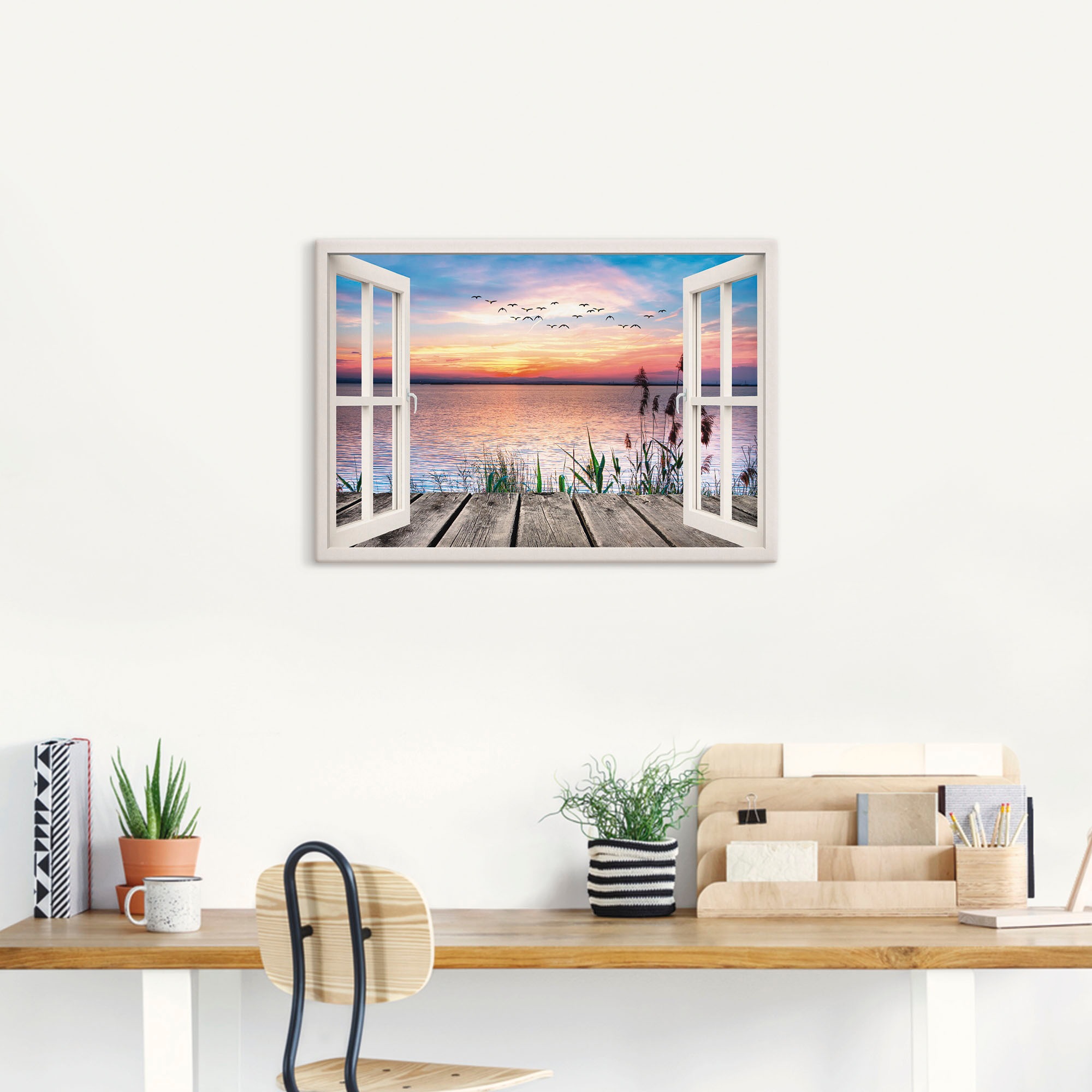 Artland Wandbild "See in den Farben der Wolken" Fensterblick 1 Stk. tlg. al günstig online kaufen