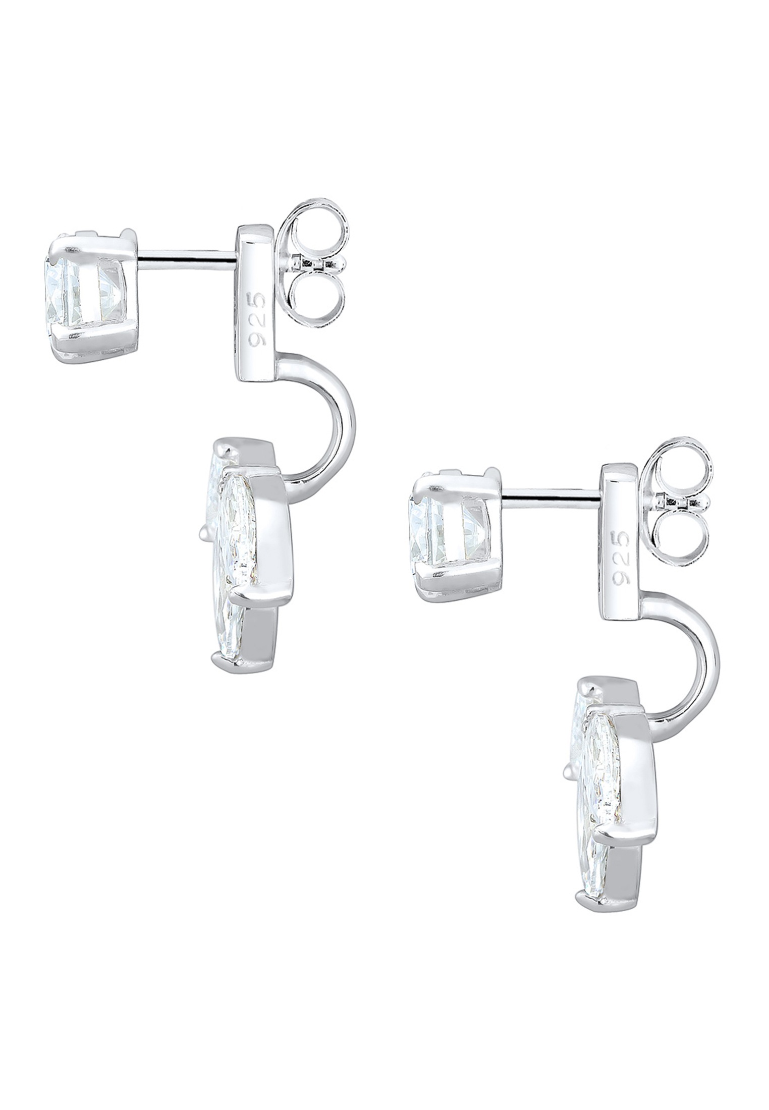 Elli Paar Ohrhänger »Floral Ear Jackets Zirkonia Weiß 925 Sterling Silber«