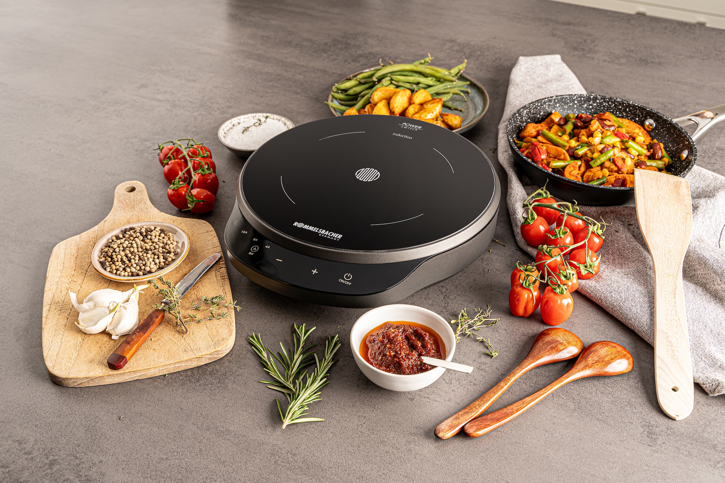Rommelsbacher Einzel-Induktionskochplatte »CTA 1800/IN Induktion - für bedarfsgerechte Strom-/Leistungsbegrenzung« POWER Switch: bedarfsgerechte Strom-/Leistungsbegrenzung