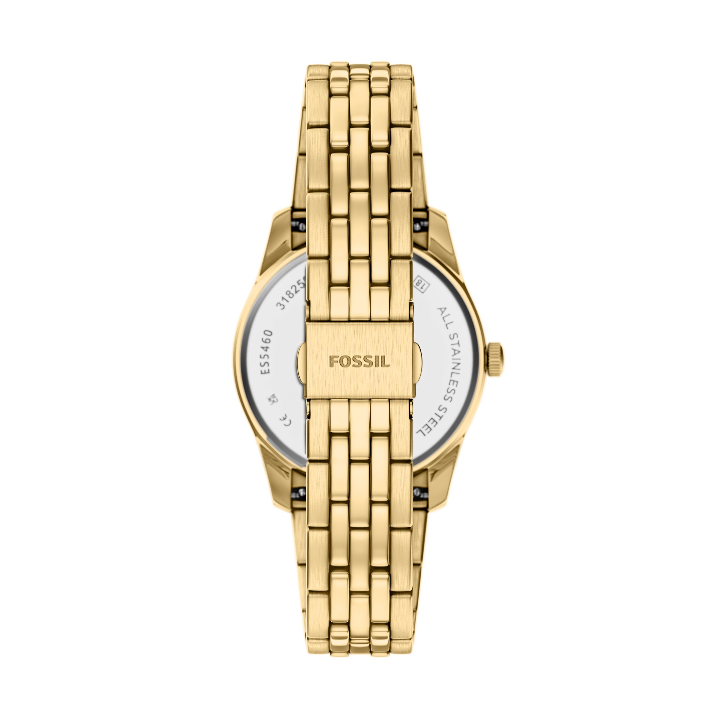 Fossil Quarzuhr »Scarlette« Armbanduhr, Damenuhr, Edelstahlarmband, analog, Tag, Wochentag