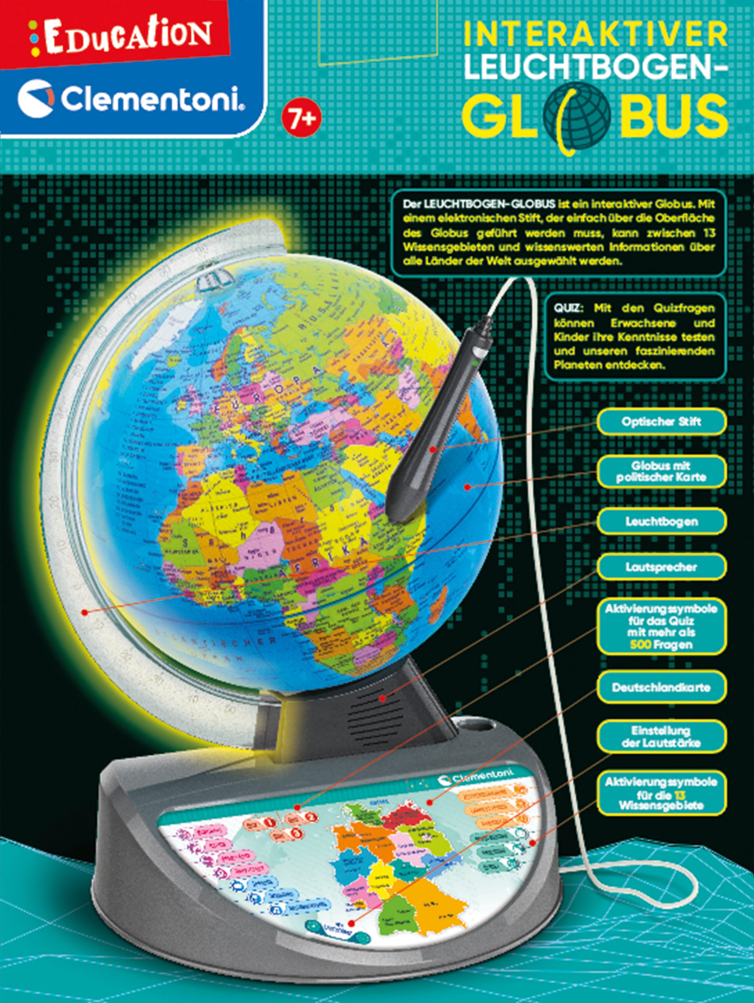Clementoni® Globus »Education, Interaktiver Leucht-Bogen-Globus«, Made in Europe