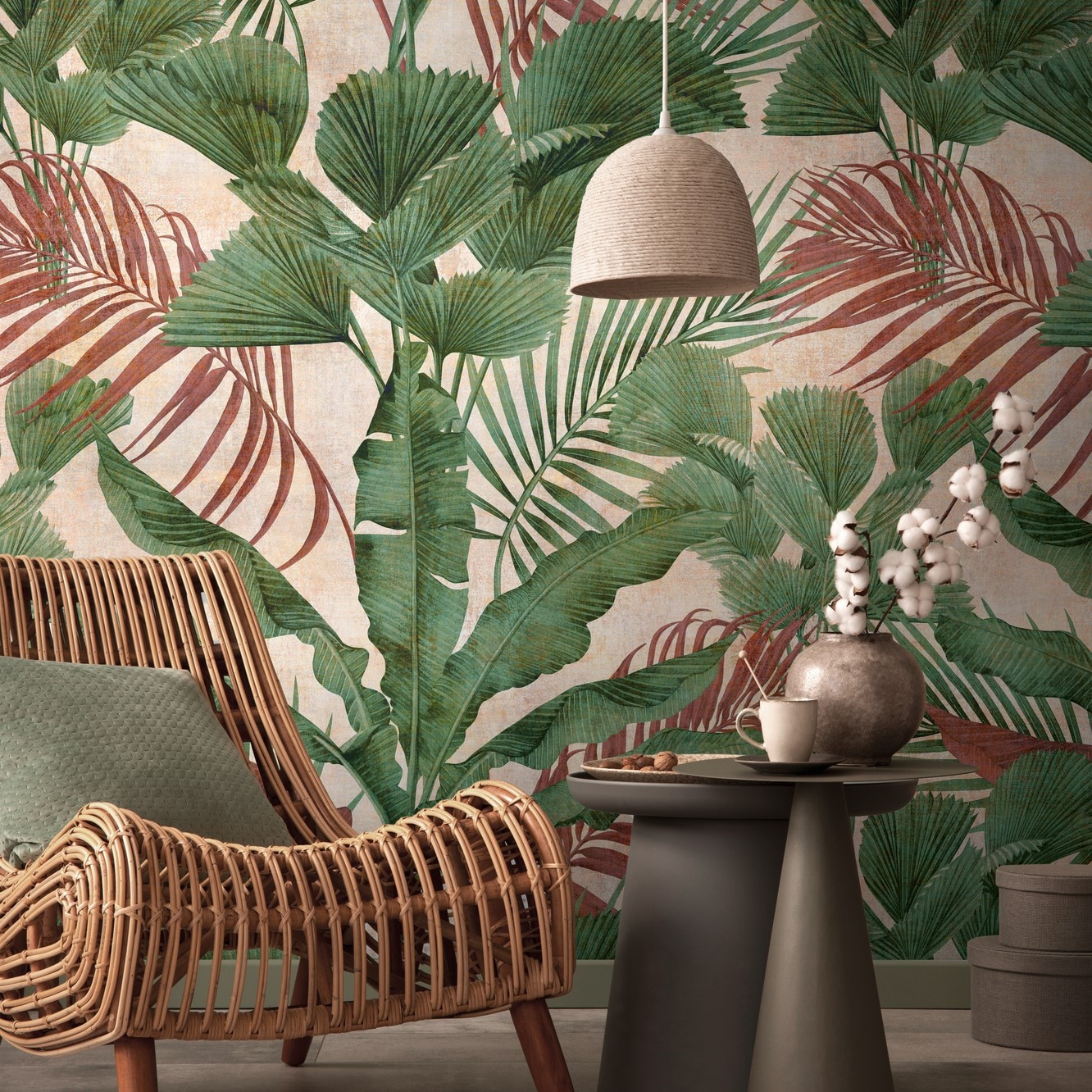 living walls Fototapete »Metropolitan Stories. Travel Styles. Tapete Dschungel«, matt-gemustert-neutral, Palmenblätter Fototapete Floral Tapeten Wohnzimmer Schlafzimmer Küche