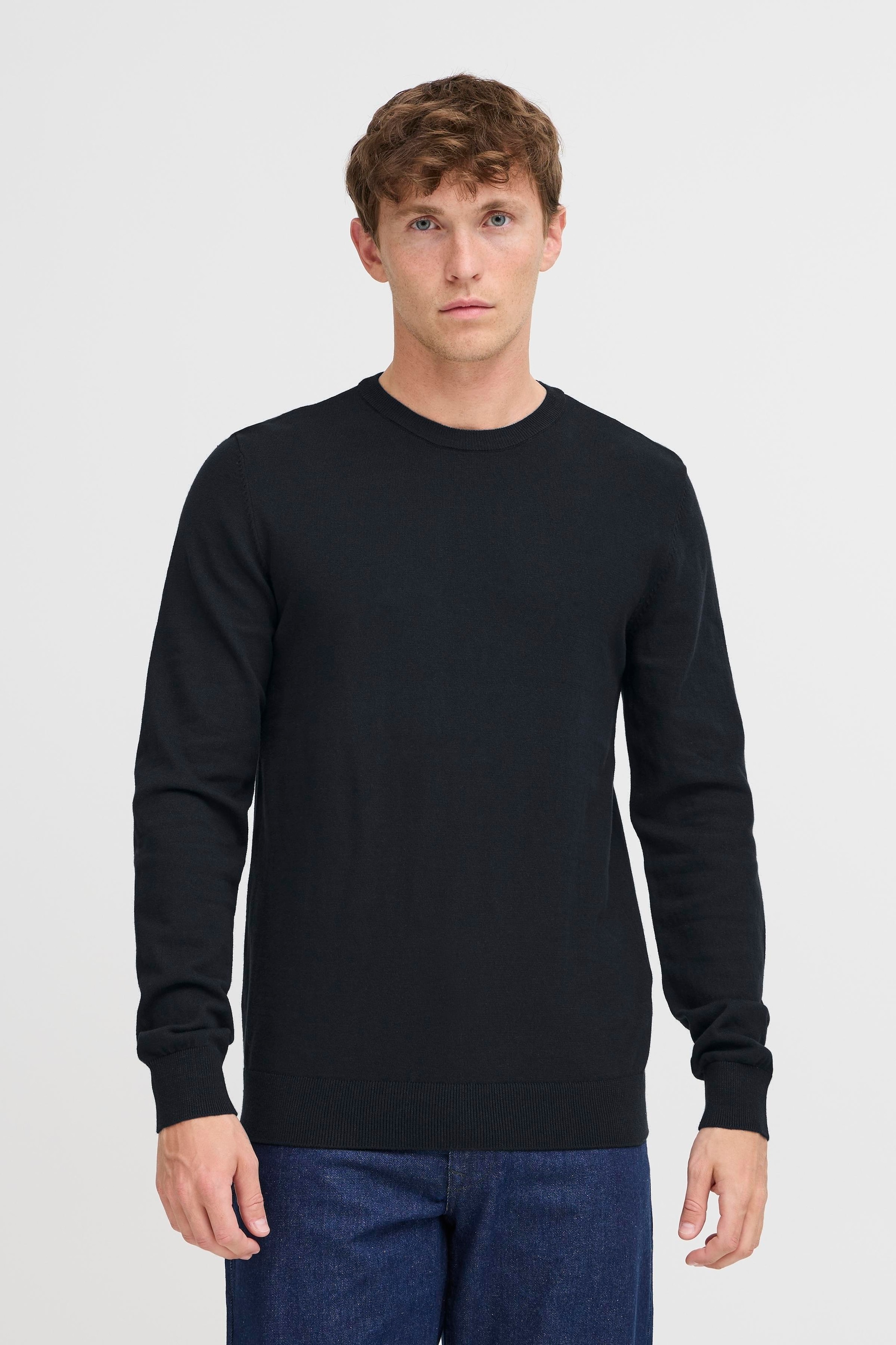 Blend Rundhalspullover "BHBRYAN CREW" aus Baumwollmischung, Regular Fit, Strick und Feinstrick