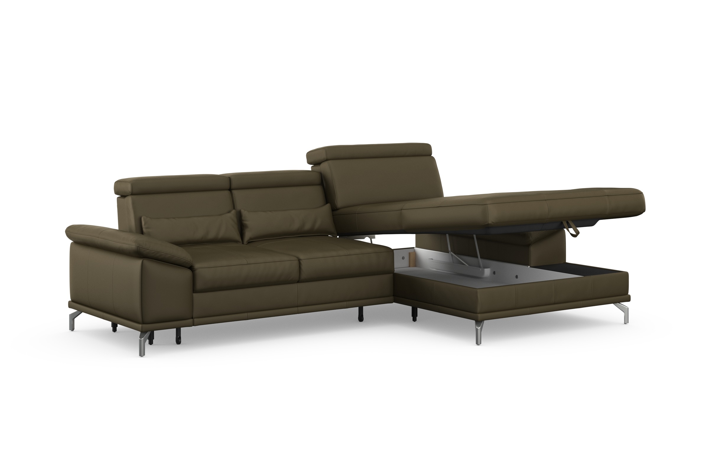 sit&more Ecksofa »Cabrio L-Form, mit Sitztiefenverstellung, Arm- und Kopfteilverstellung«, 2 Nierenkissen, Federkern, optional Bettfunktion und Stauraum