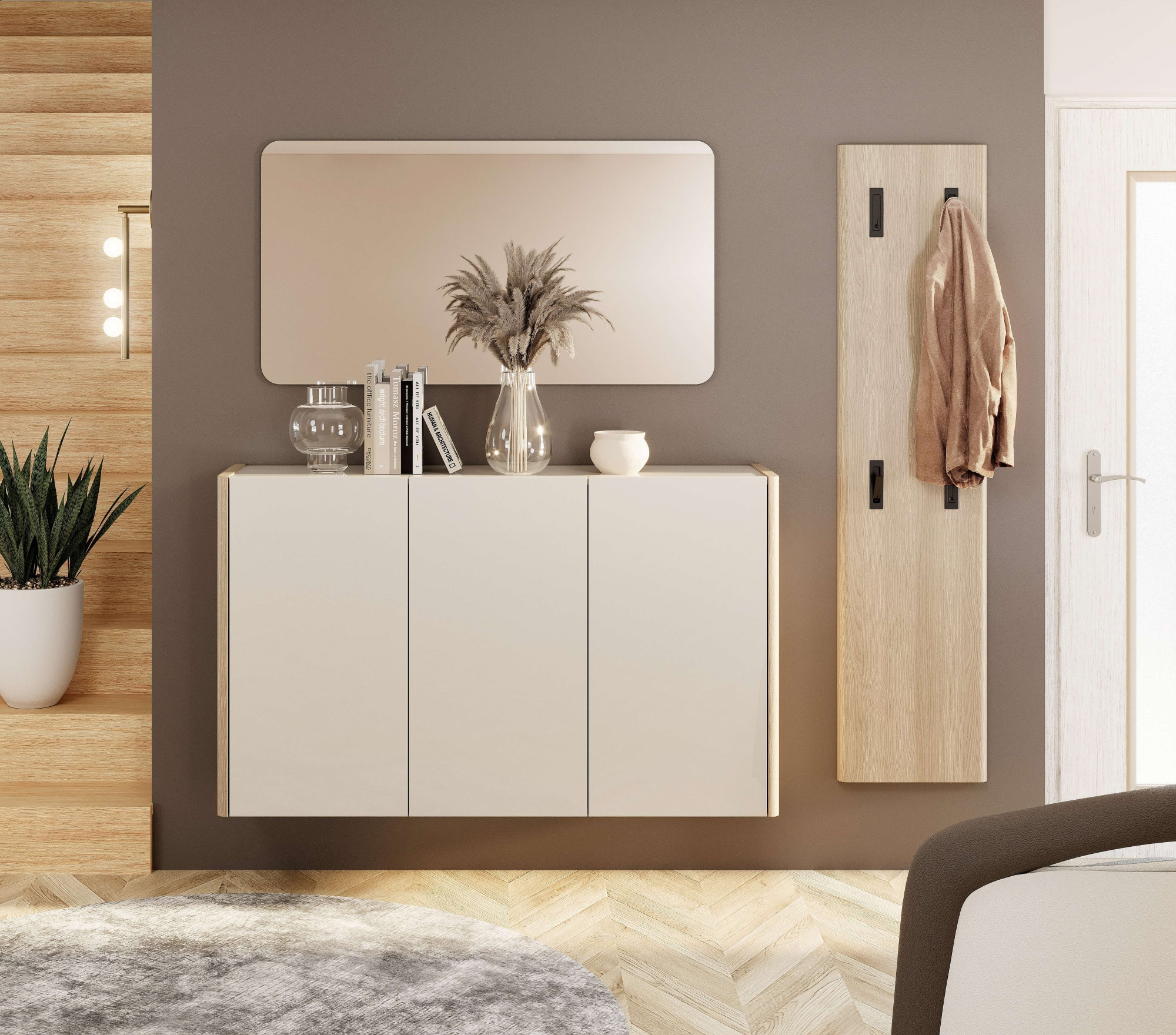 Home affaire Hängeschuhschrank »DILLON, Schuhschrank,Schuhkommode, Schuhregal, Schuhkipper« 1 Stk. tlg. Breite 141 cm, hängend, 3 Türen, Hochglanz lackiert, Made in Italy