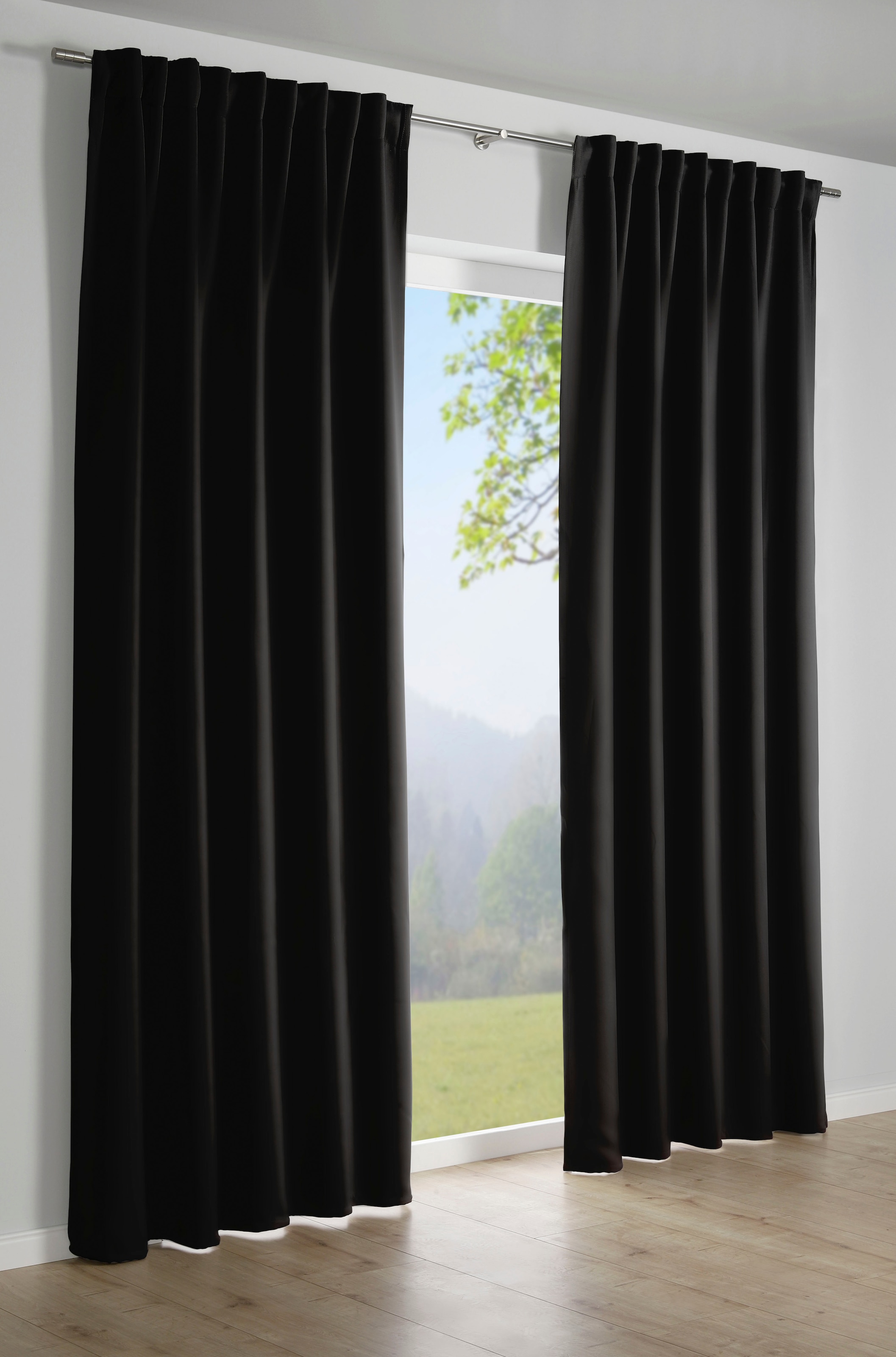 Gardine »Schal Dimout Uni«, (1 St.), mit Gardinenband und verdeckten Schlaufen