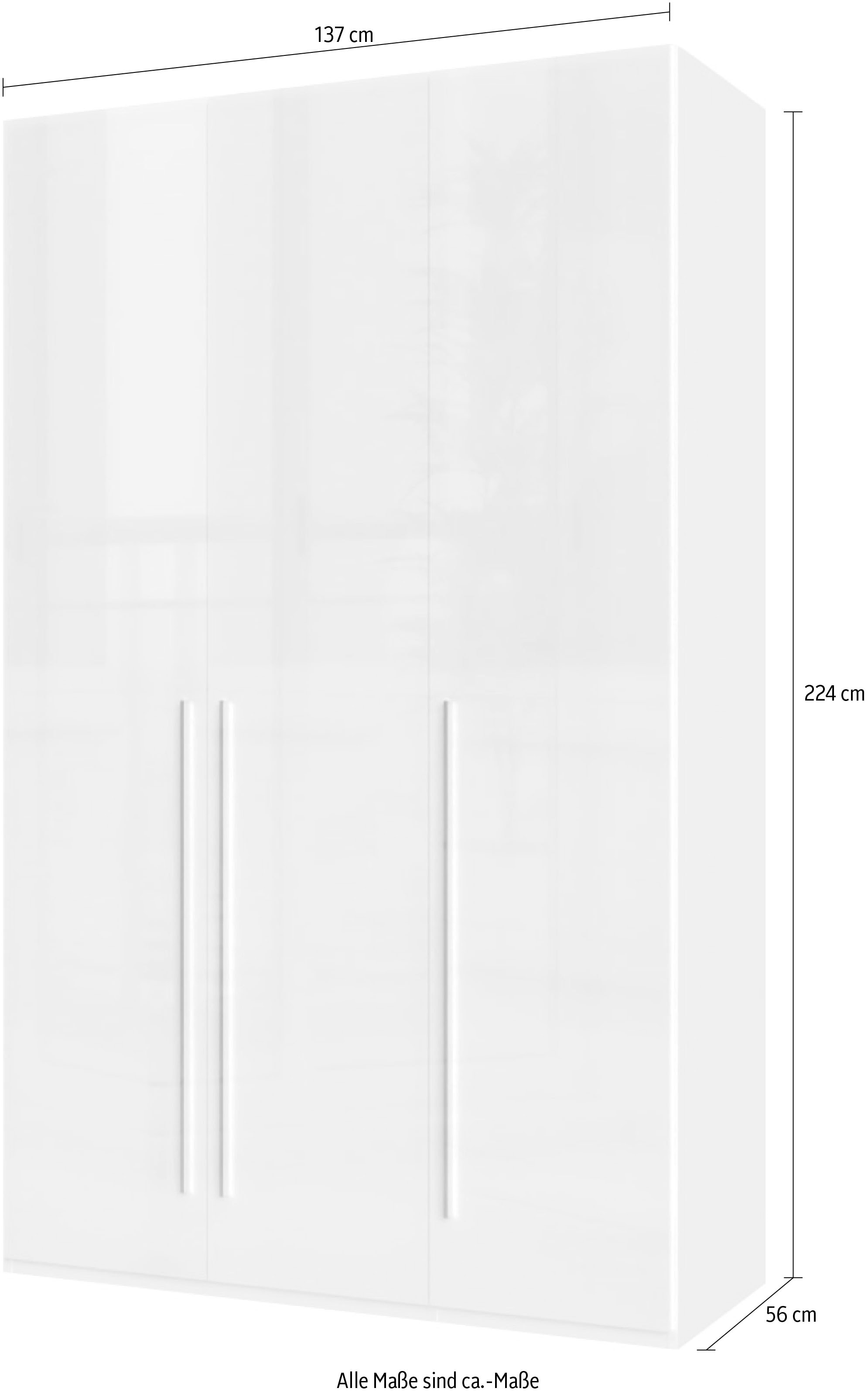 Places of Style Kleiderschrank »Piano, UV lackiert, hochglänzend in beige oder weiß, FSC-zertifiziert«, (Made in Europe), in vielen Breiten, Höhe 224cm, mit Soft-Close Funktion
