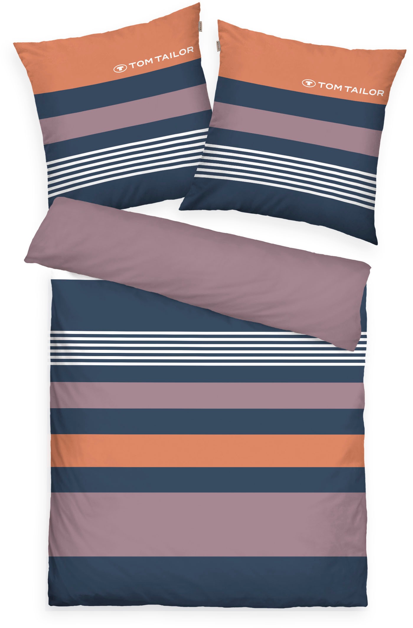 Thumbnail - TOM TAILOR HOME Bettwäsche "Carl in Gr. 135x200 oder 155x220 cm" 3 Stk. tlg. mit GRATIS-Zugabe: Spannbettlaken, 100% Bau...