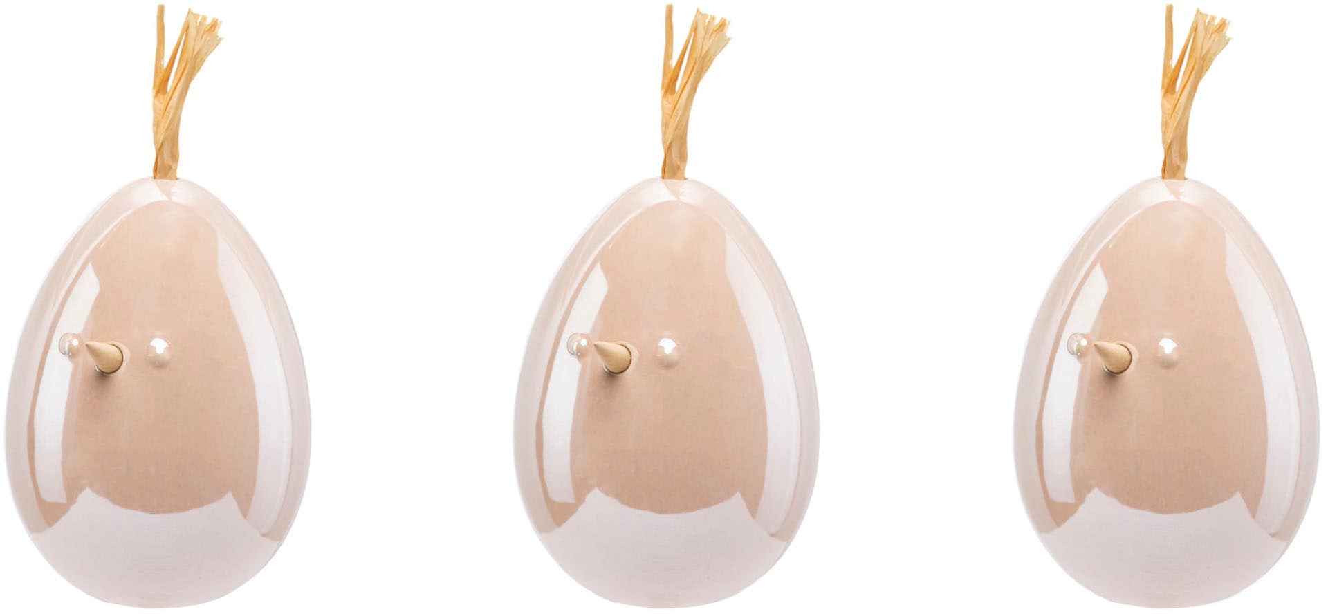 Osterei »Huhn, Ei mit Applikation«, Frühjahrsdeko aus Keramik