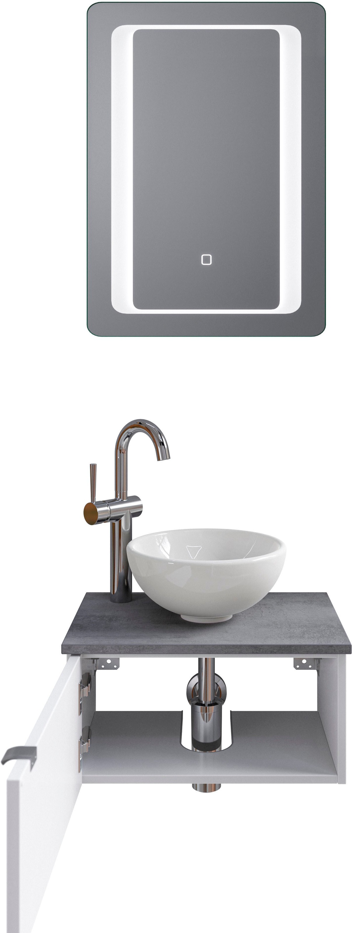 Saphir Badmöbel-Set »Serie 6915«, (4 St.), Gäste-Bad, 51 cm breit, mit LED-Spiegel und 1 Tür