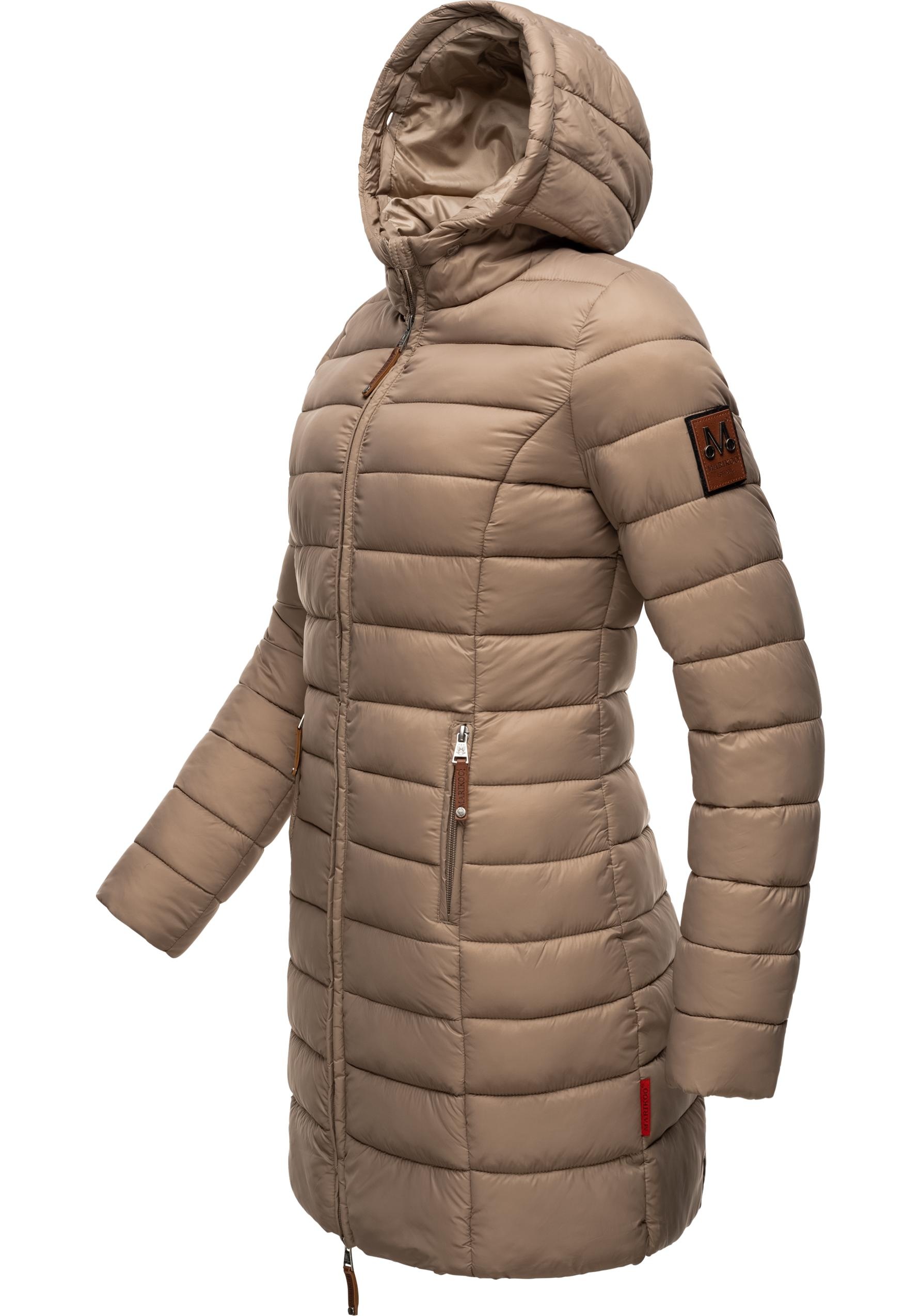 Marikoo Steppmantel »Rose-Stepp«, zeitloser Winterparka mit großer Kunstfellkapuze