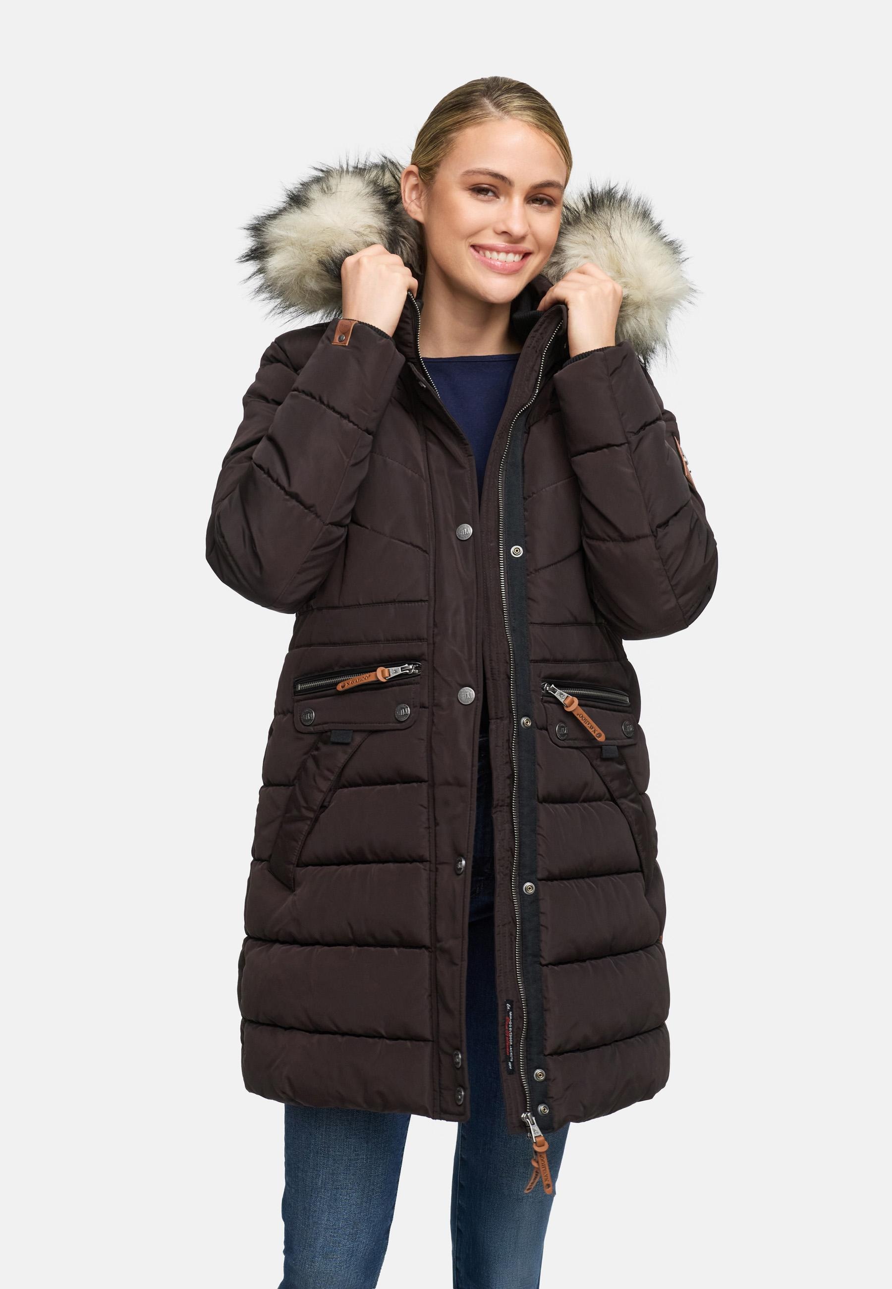 Navahoo Steppmantel »Paula«, stylischer Winter Parka m. edlem Fellimitat