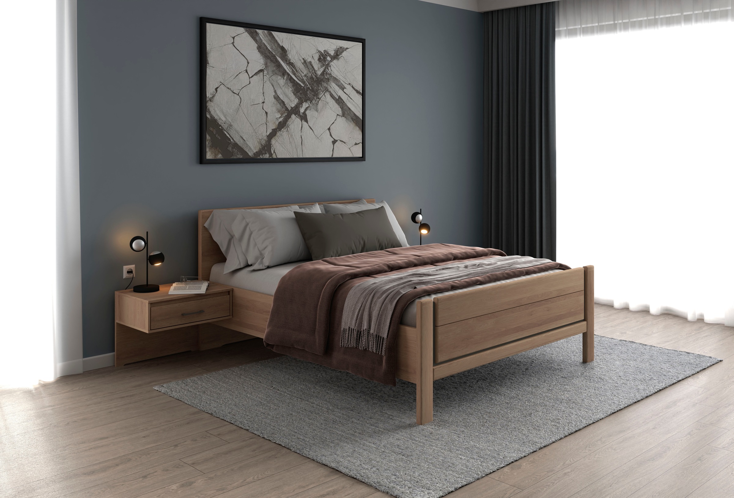 Musterring Holzbett "Sorrent, Bettgestell, Bettrahmen, teilmassiv Eiche", ( günstig online kaufen