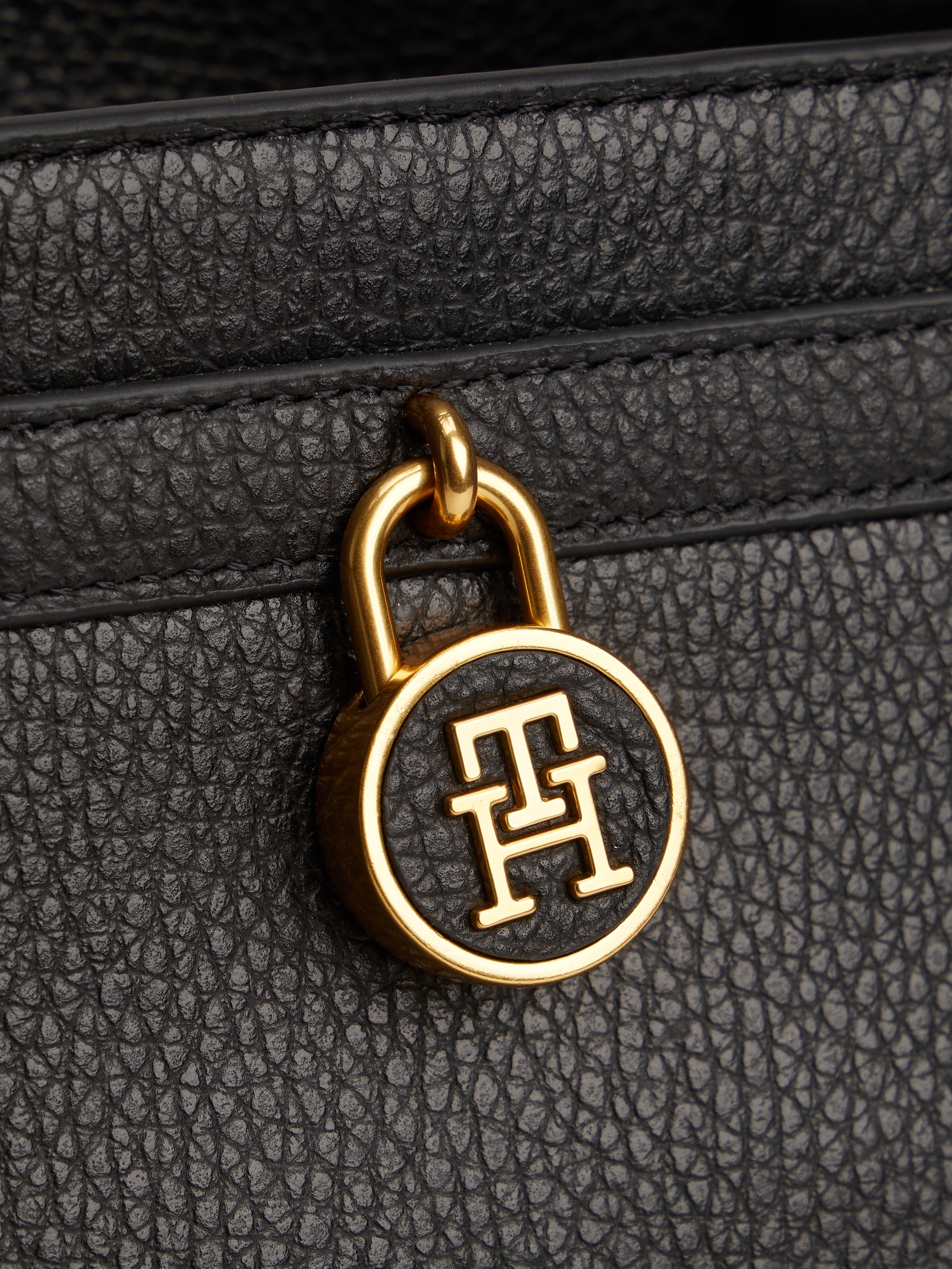 Tommy Hilfiger Tragetasche »AMERICAN ICON TOTE LEATHER«, Damen Handtasche, Schultertasche mit TH-Schloß-Schmuckelement