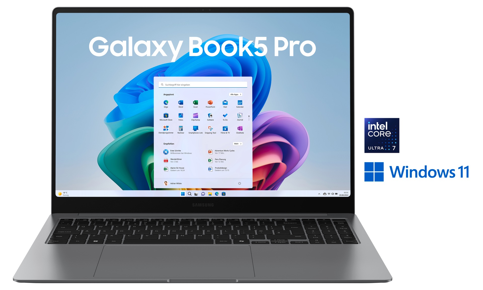 SAMSUNG Notebook "Galaxy Book5 Pro 16 (NP960X)", 32 GB RAM 512 GB SSD, Ultra 7, Windows 11 Home, grau, Notebooks
