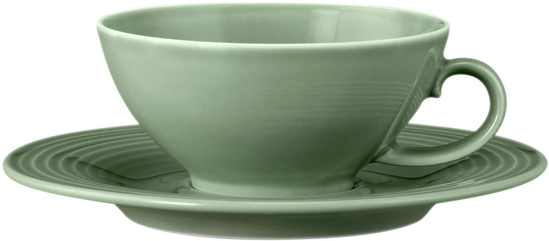Seltmann Weiden Teeservice »Geschirr-Set Beat«, (Set, 18 tlg., 6 x Teeobertasse, 6 x Kombi-Untertasse klein, 6 x Brotteller), Teller, Tassen, Untertassen, Rillendekor, 18 Teile, für 6 Personen