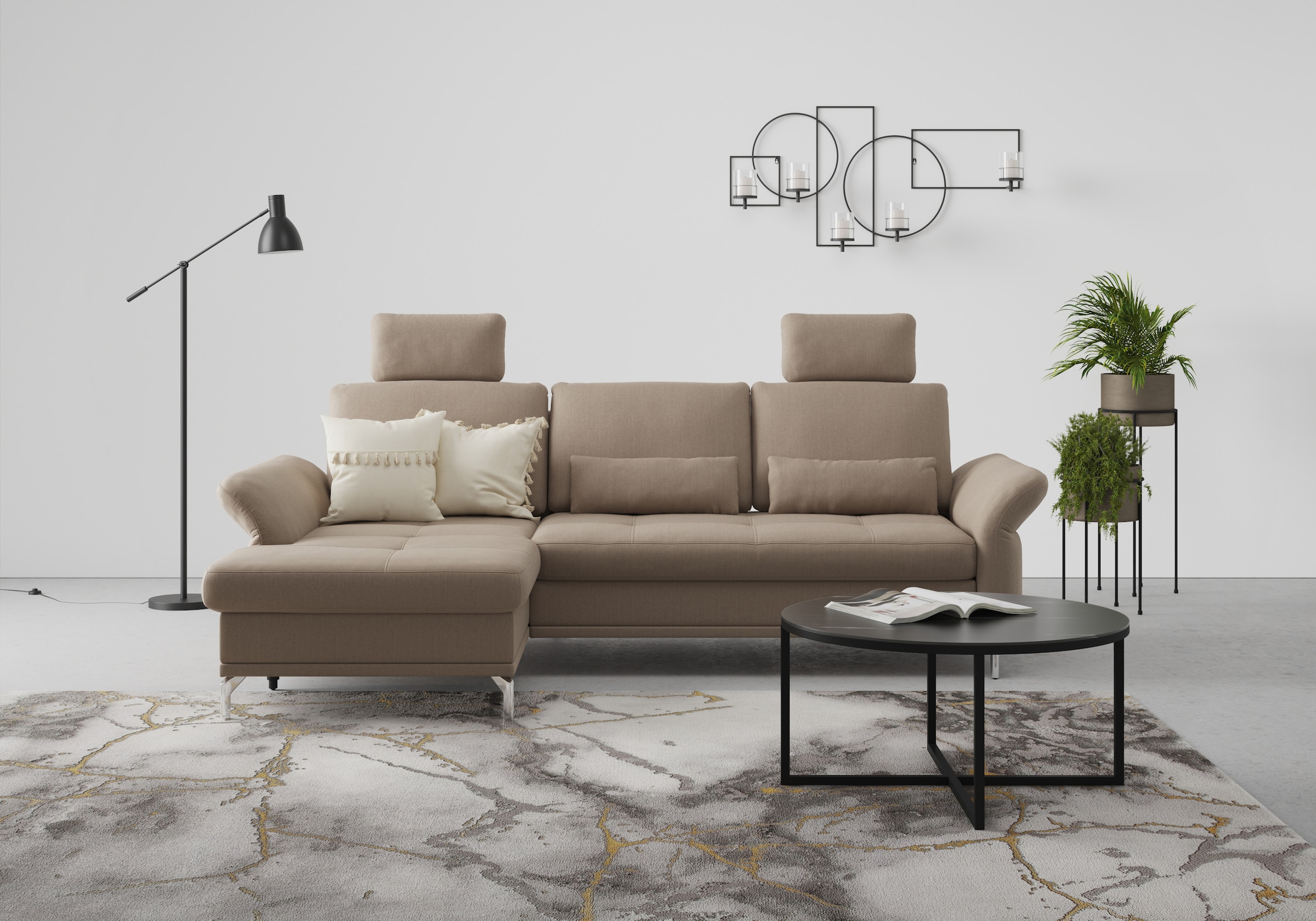 Home affaire Ecksofa "Palm Beach L-Form" Federkern, mit Sitztiefenverstellu günstig online kaufen