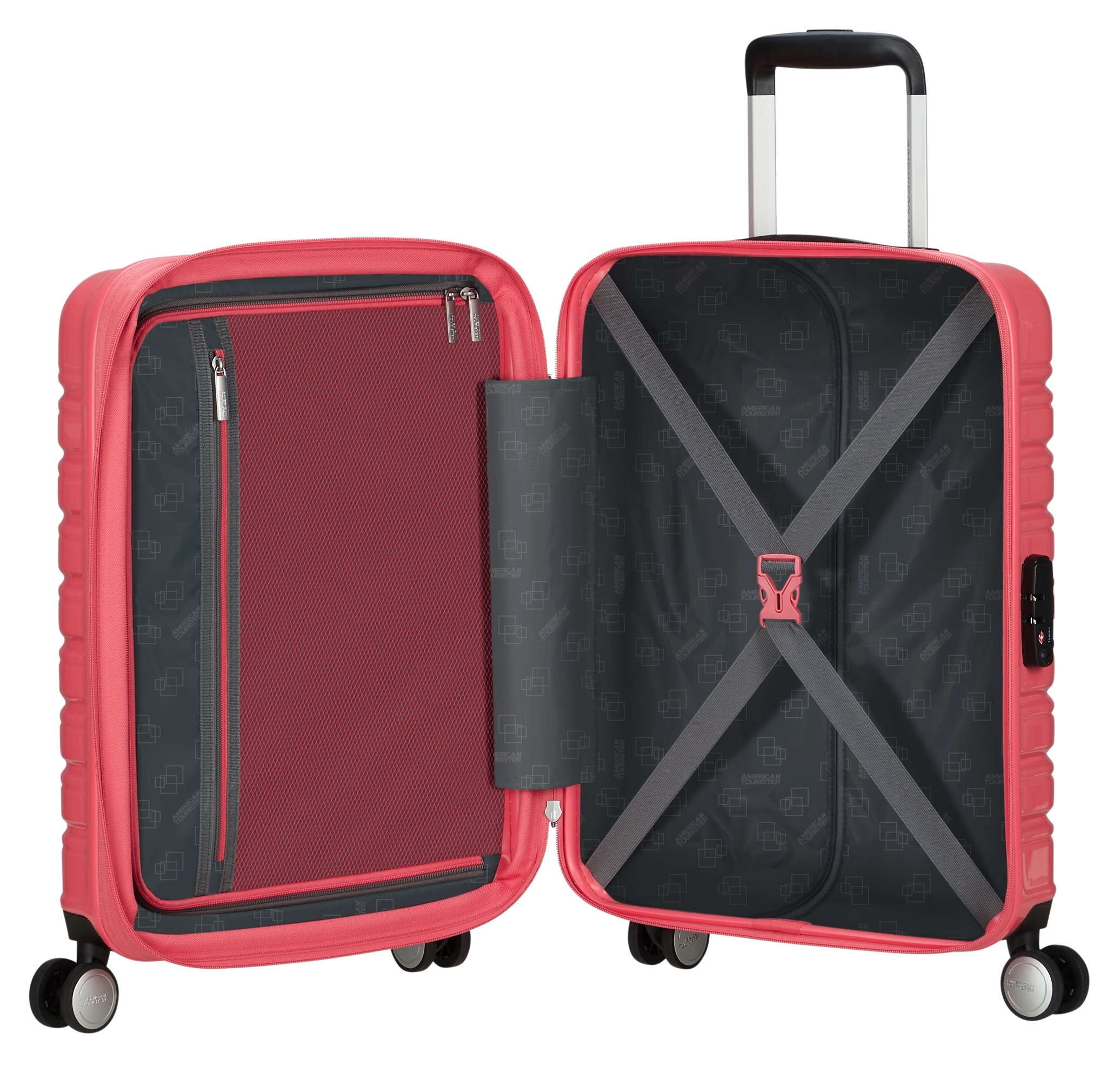 American Tourister® Handgepäck-Trolley »FLASHLINE POP Suitcase 55«, 4 St. Rollen, Handgepäck-Koffer Reisegepäck Koffer TSA-Zahlenschloss