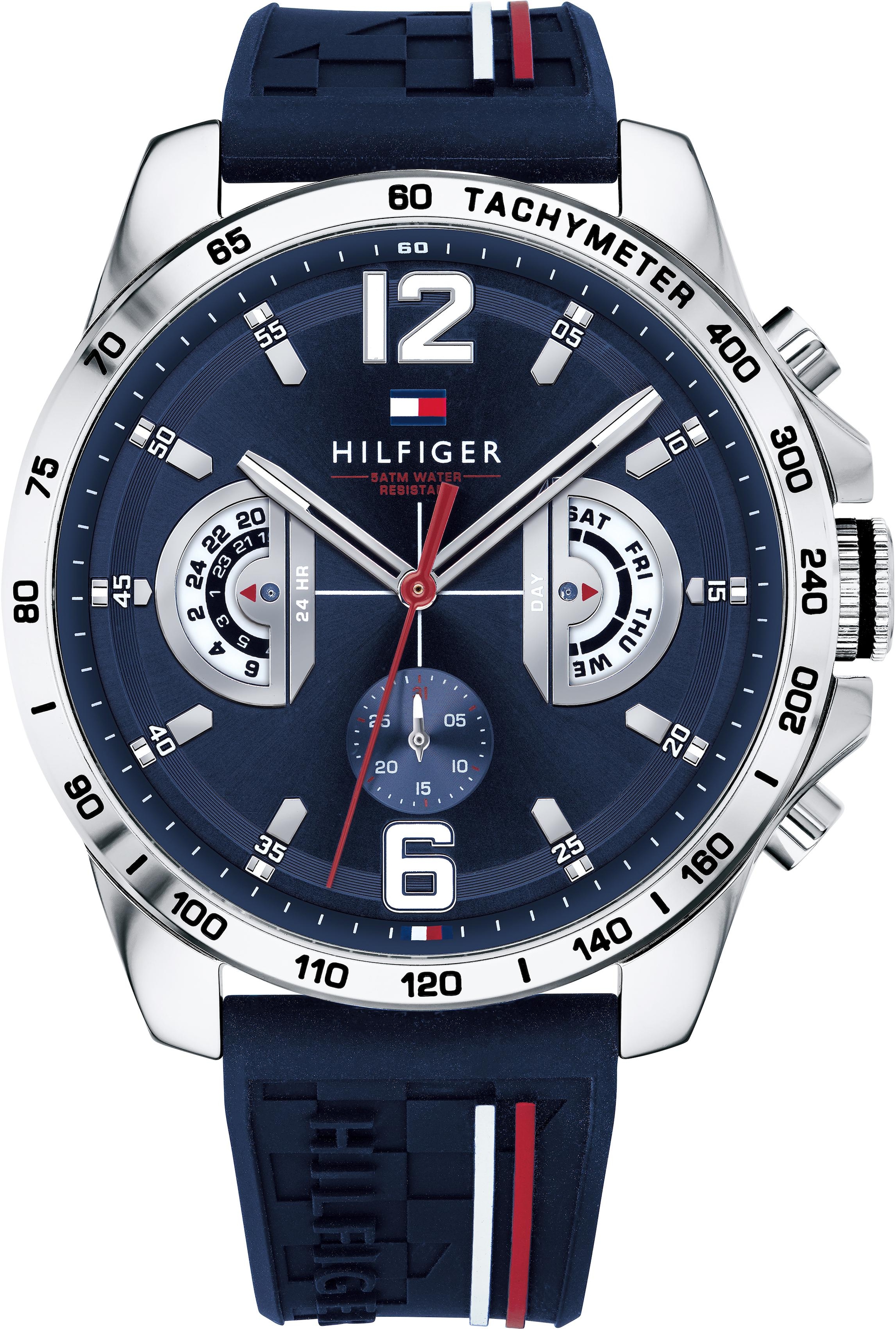 Tommy Hilfiger Multifunktionsuhr »COOL SPORT, 1791476«, Quarzuhr, Armbanduhr, Herrenuhr, Datum, 12/24-Std.-Anzeige, analog