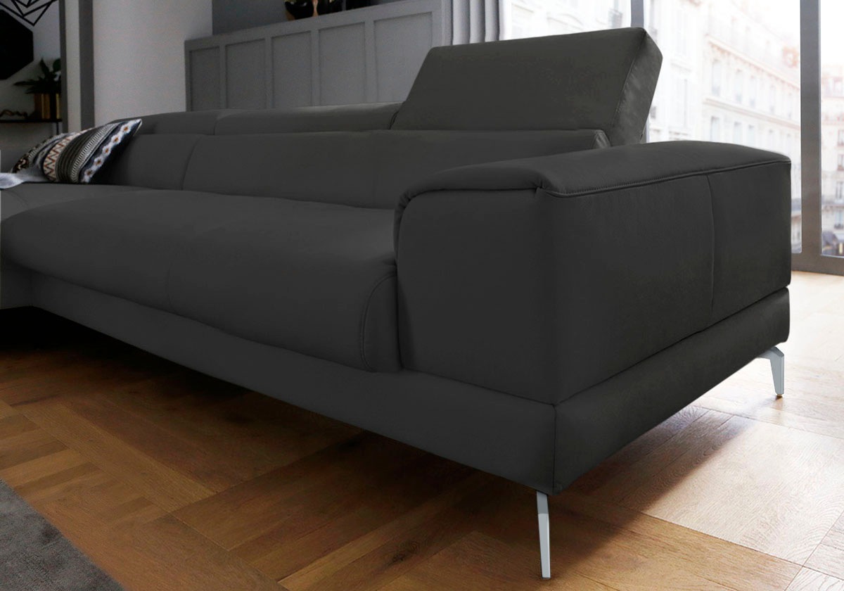 W.SCHILLIG Ecksofa »piedroo, Designsofa mit tollem Sitzkomfort, bequem und elegant, L-Form«, Kopfteilverstellung, wahlweise mit Sitztiefenverstellung, Breite 343cm