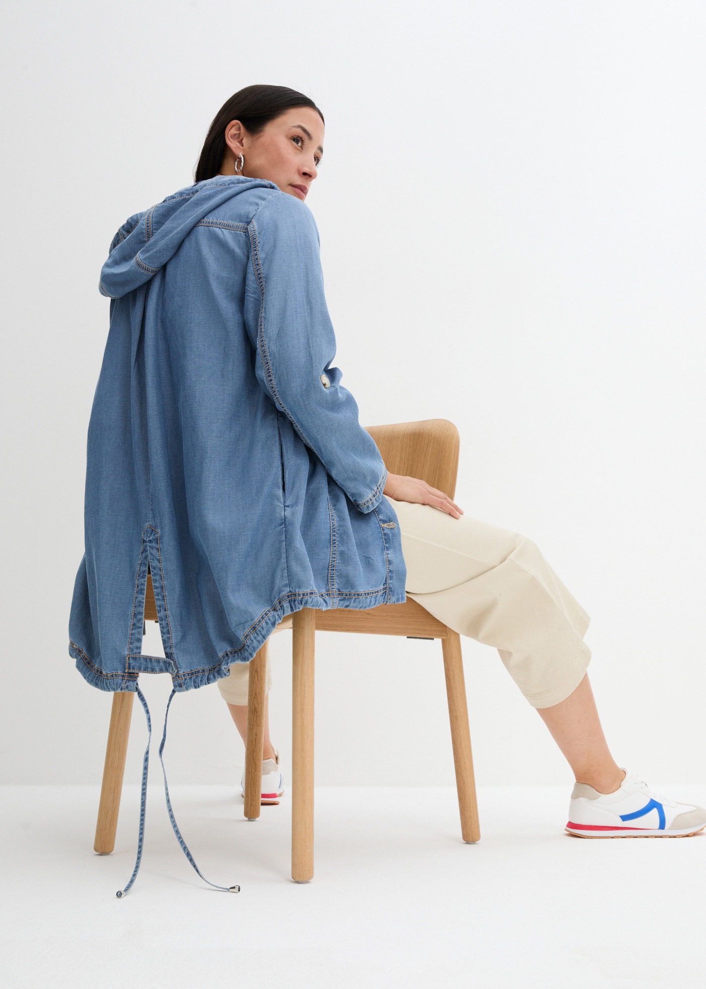 bonprix Hemdjacke mit Kapuze, Loose Fit Passform