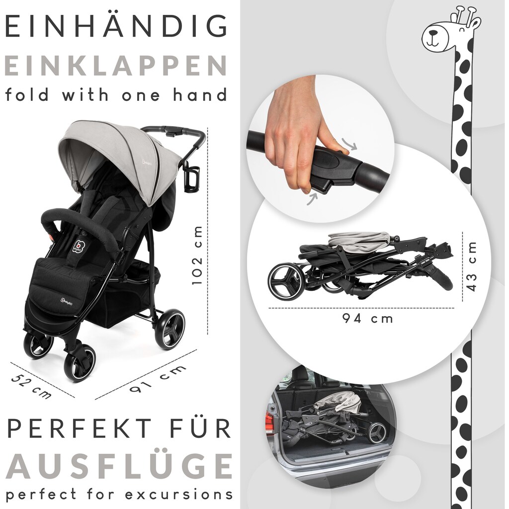 BabyGo Sport-Kinderwagen »Basket, Grey melange«