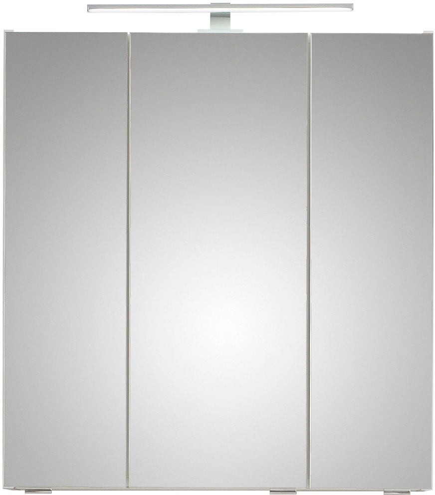 Saphir Spiegelschrank »Quickset 857 Badschrank, 3 Spiegeltüren, 6 Einlegeböden, 65 cm breit«, inkl. LED-Beleuchtung, Türdämpfer, Schalter-/Steckdosenkombination