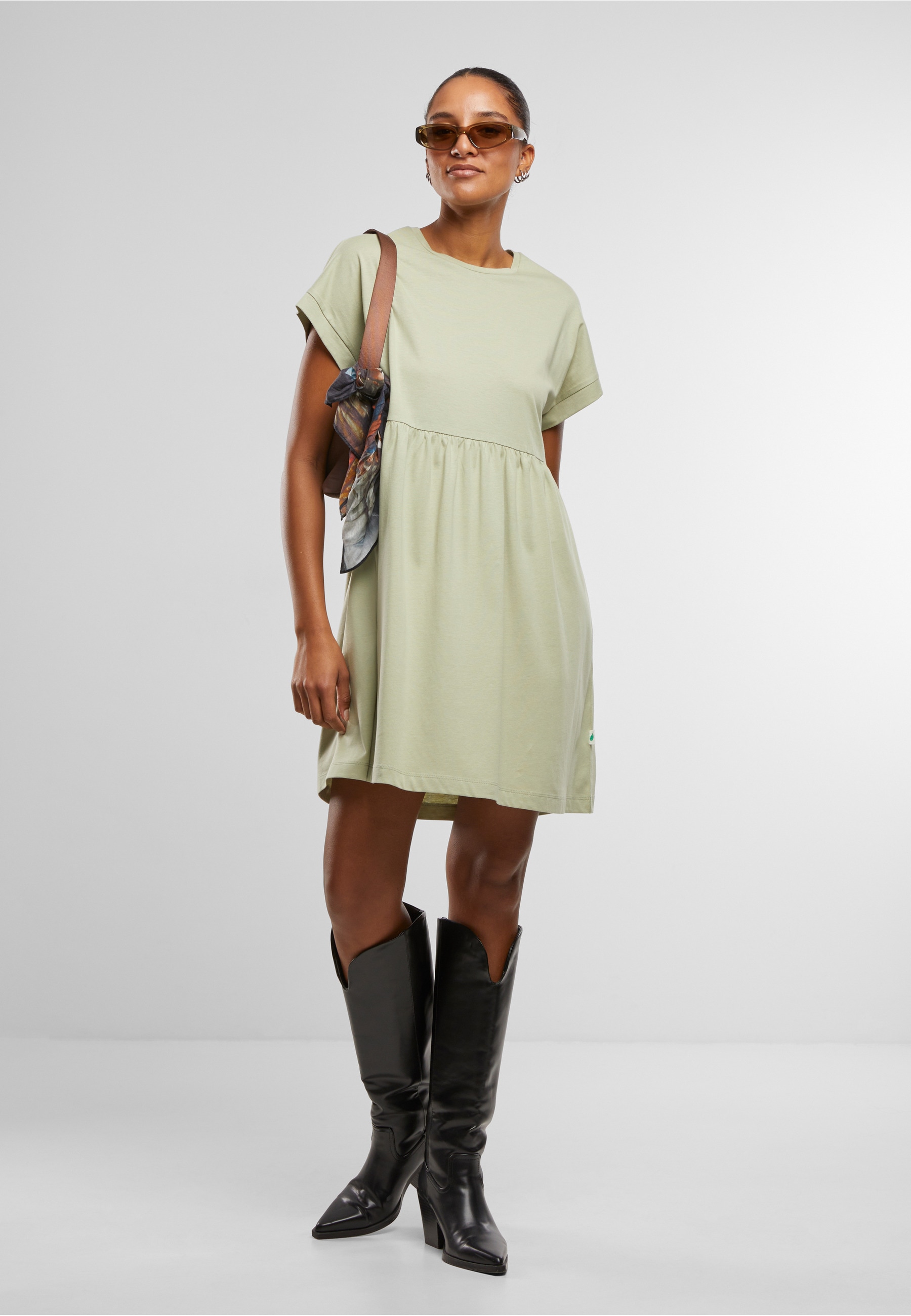 URBAN CLASSICS A-Linien-Kleid »Urban Classics Damen Ladies Organic Empire Valance Tee Dress« 1 tlg.