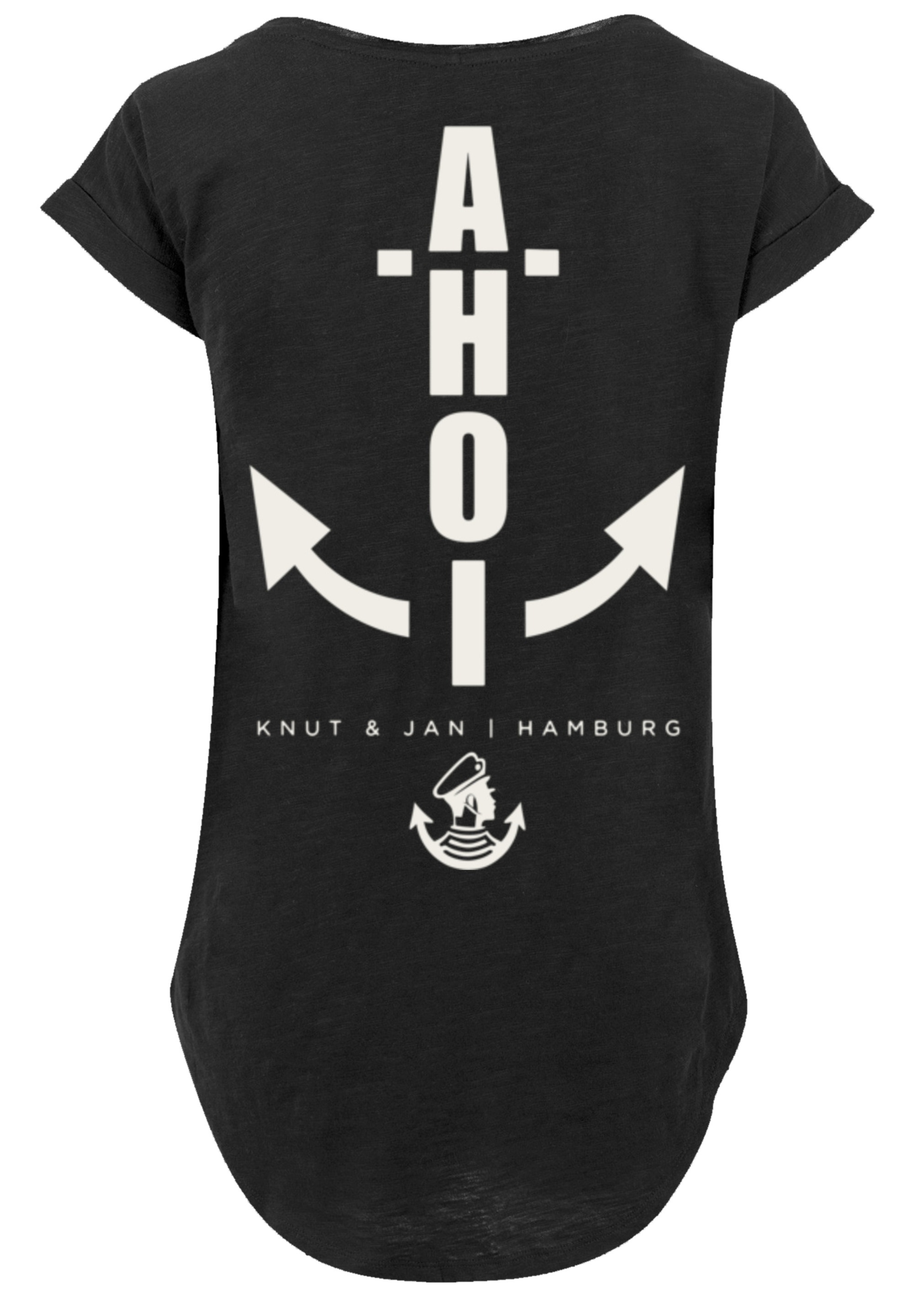 F4NT4STIC T-Shirt »Damen Long T-Shirt Ahoi Anker Knut & Jan Hamburg«, Print