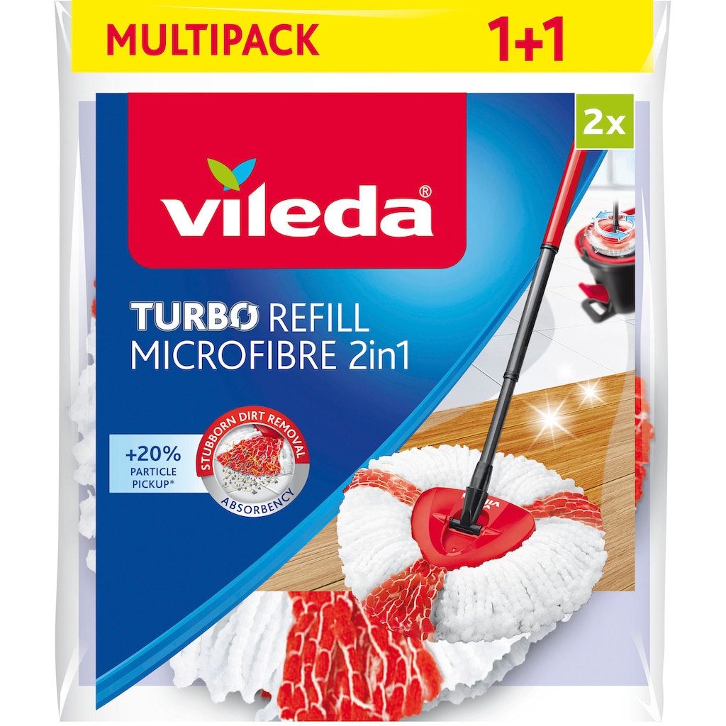 Vileda Bodenwischer-Set »TURBO BOX«, (Set, 3 St., Wischmop-Set mit 3-tlg. Teleskopstiel, bis zu 130 cm ausziehbar)