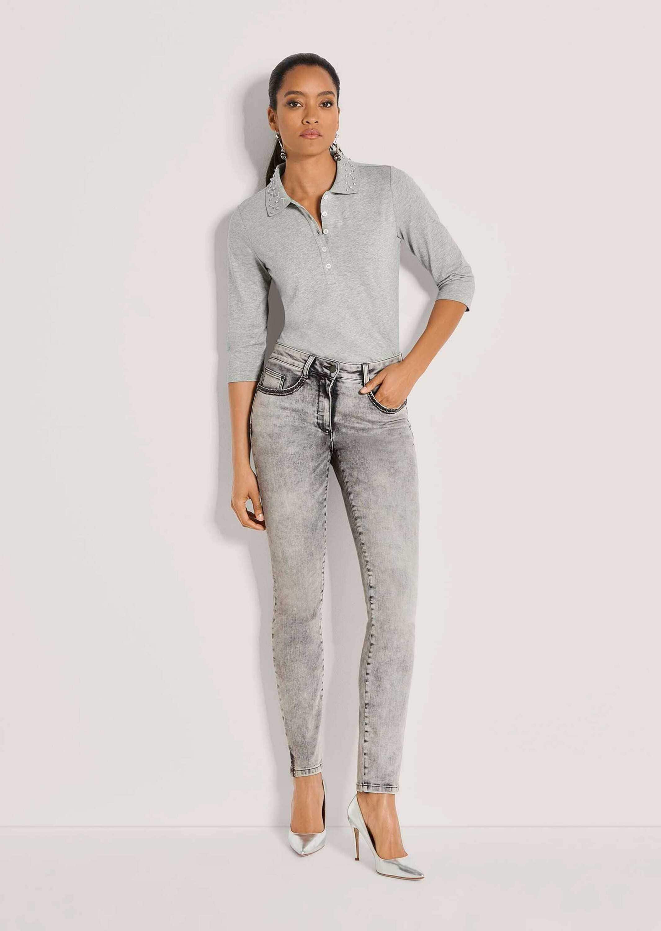 MADELEINE Regular-fit-Jeans »Hose Schmale Jeans mit Strass und Stickerei«