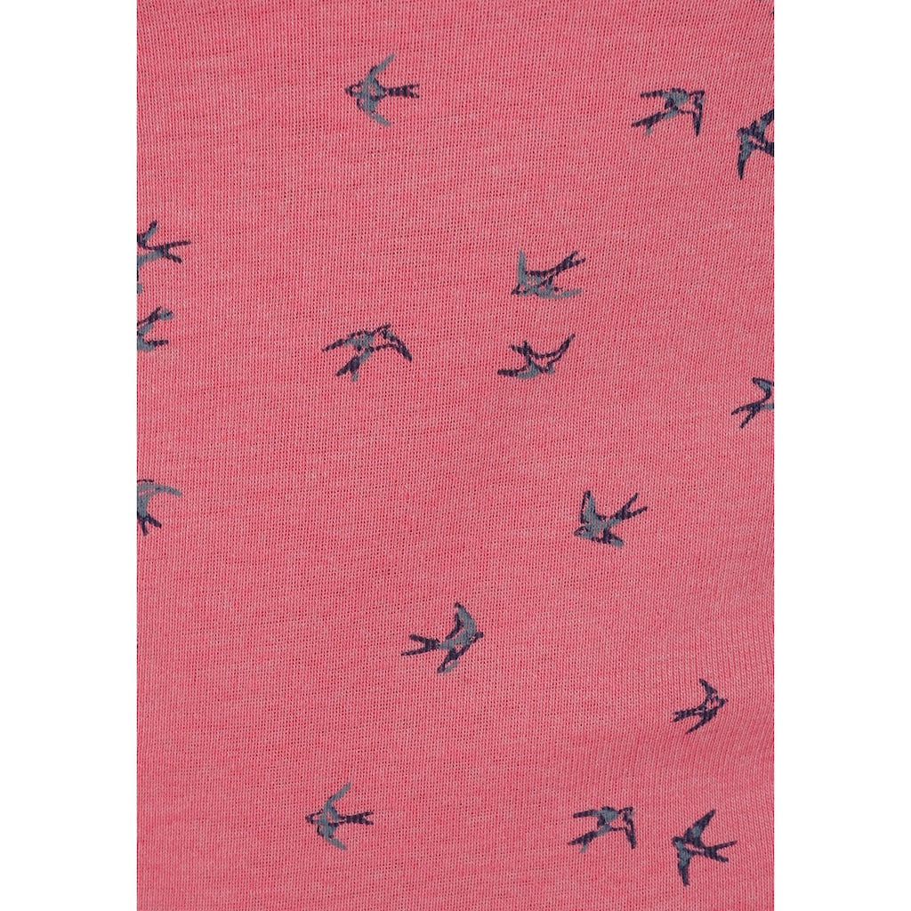 KangaROOS Langarmshirt, mit süßem Pünktchen, Vogel und Anker Allover-Print