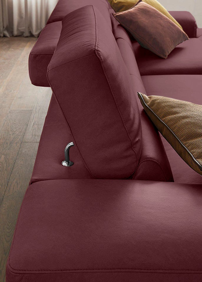 W.SCHILLIG Ecksofa »piedroo, Designsofa mit tollem Sitzkomfort, bequem und elegant, L-Form«, Kopfteilverstellung, wahlweise mit Sitztiefenverstellung, Breite 343cm