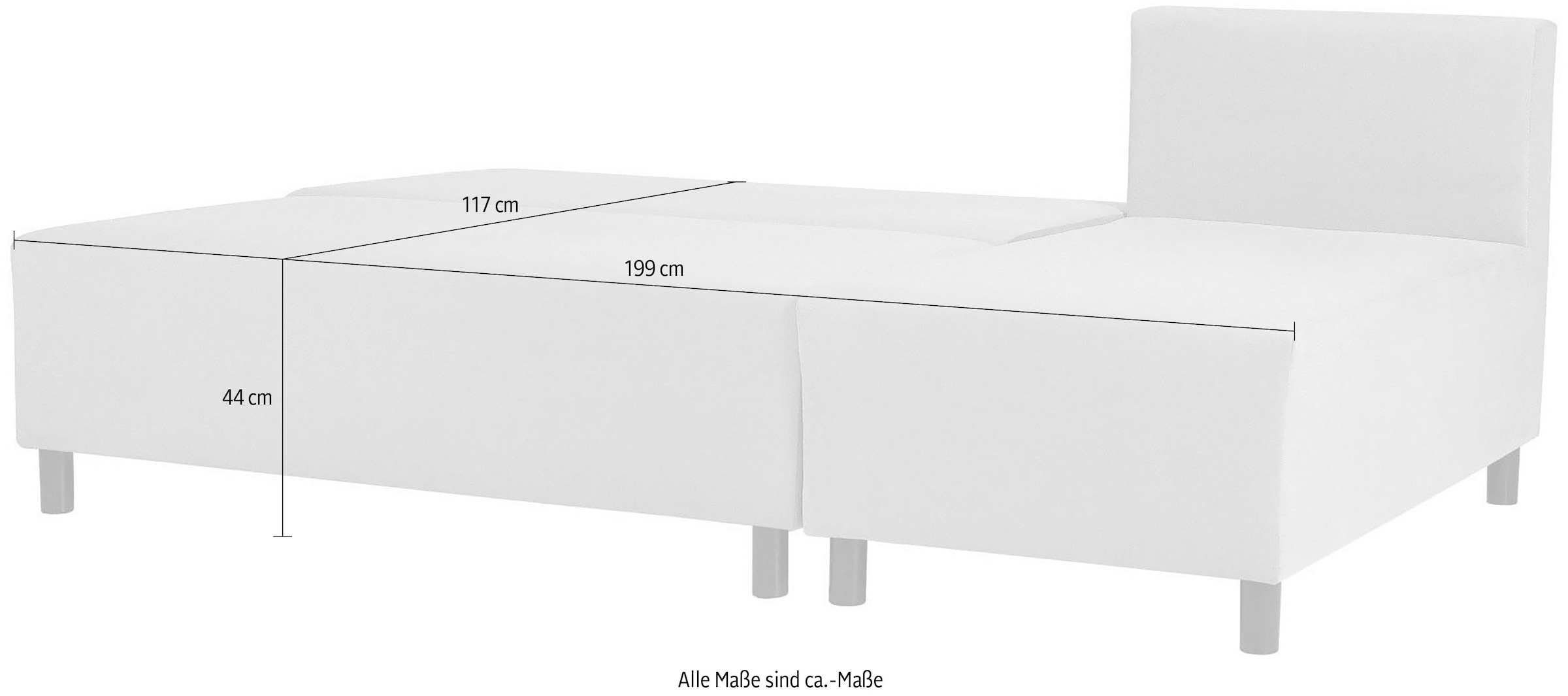 INOSIGN Ecksofa »IWALANI, Schlafsofa mit Bettkasten, Recamiere beidseitig montierbar«, L-Form, B/T/H 199/135/83 cm, Struktur weich & Velvet