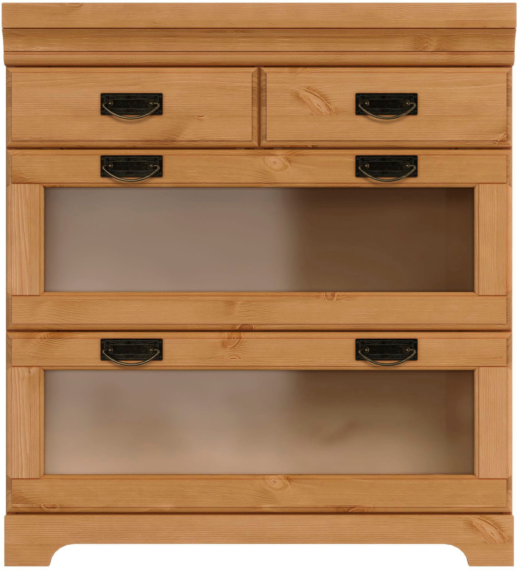 OTTO home Unterschrank "Rügen" Breite 80 cm, Kiefer massiv, Schubkästen mit Glaseinsatz