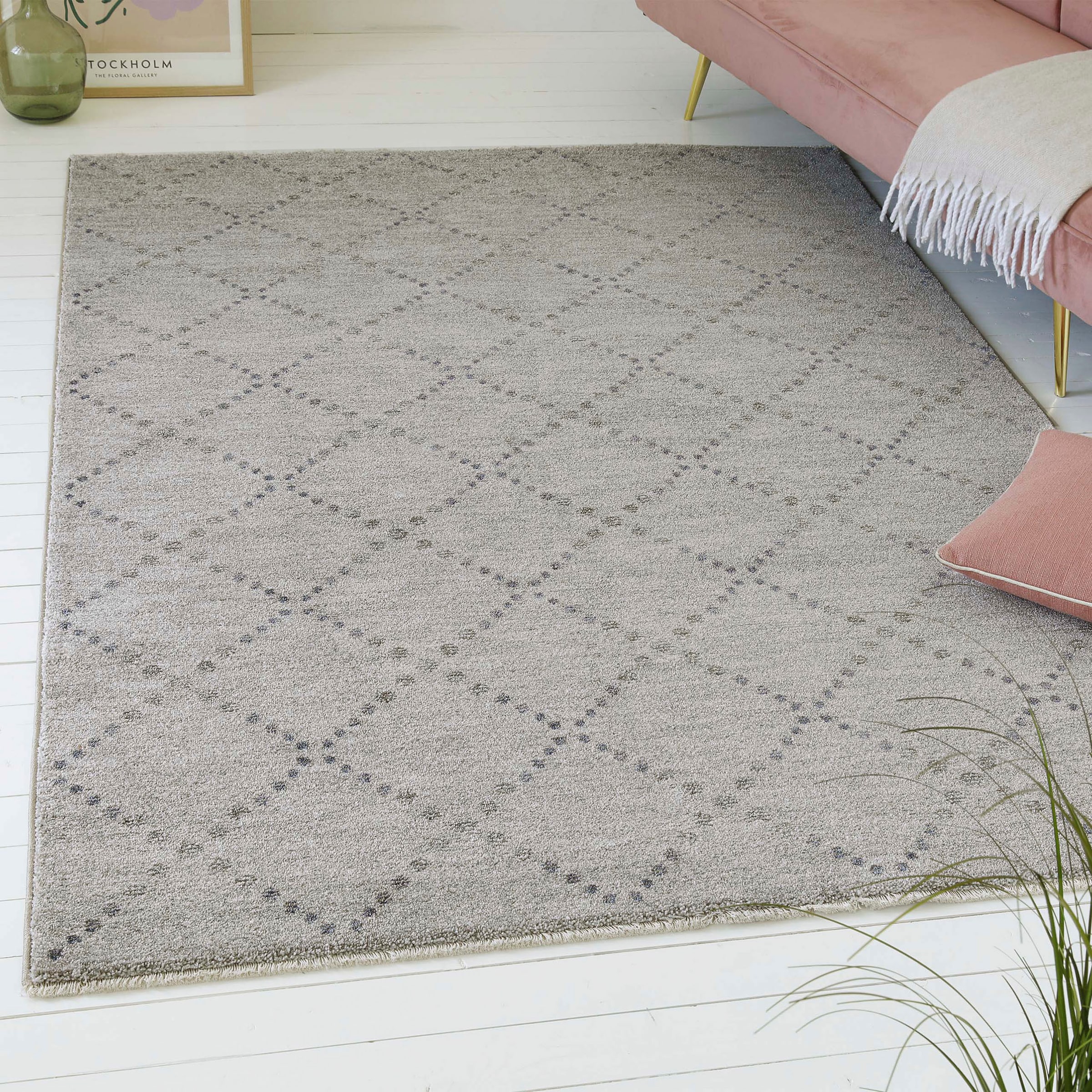 OTTO home Teppich "Thoren" rechteckig 12 Höhe weicher Kurzflor, Rautenmuste günstig online kaufen