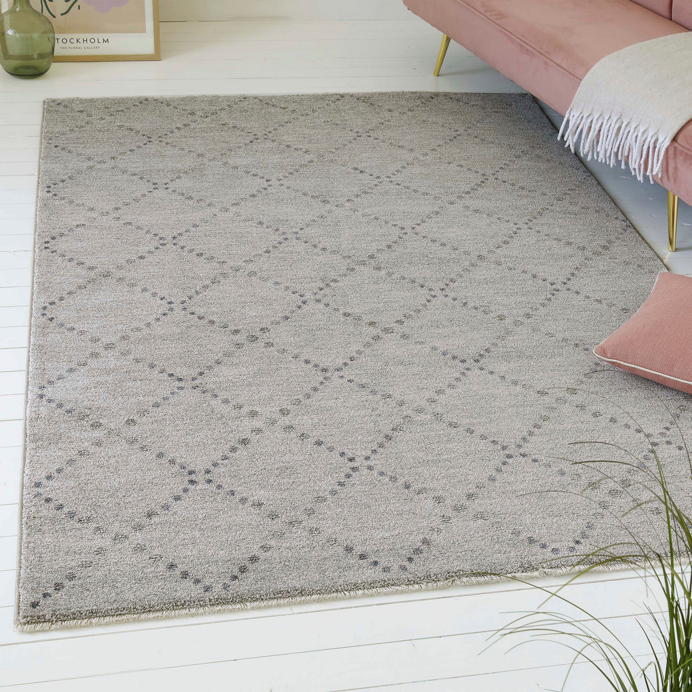 OTTO home Teppich "Thoren" rechteckig 12 mm Höhe weicher Kurzflor, Rautenmu günstig online kaufen