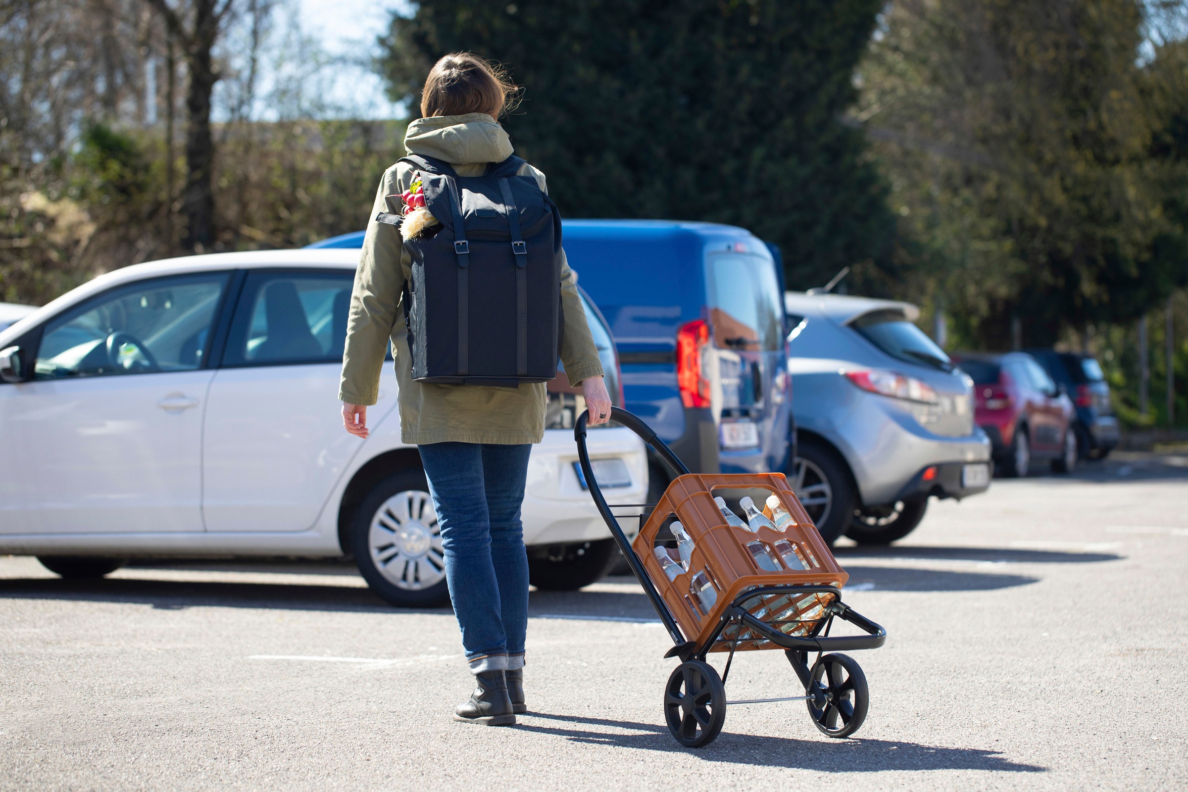 meister Einkaufstrolley »Black Edition - Separater«, 45 Liter, Einkaufstrolley und Rucksack in einem