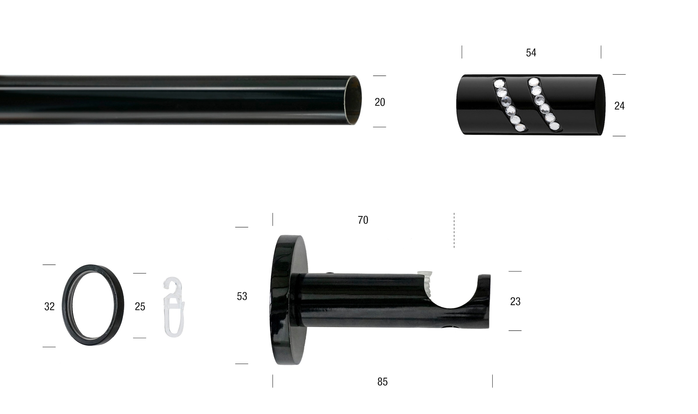 GARESA Gardinenstange "BLACK" Ø 20 mm 1 läufig-läufig Wunschmaßlänge Vorhan günstig online kaufen