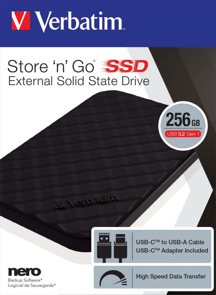 Verbatim externe SSD »Store 'n' Go USB 3.2 GEN 1 256 GB«, Anschluss USB 3.2 Gen-1