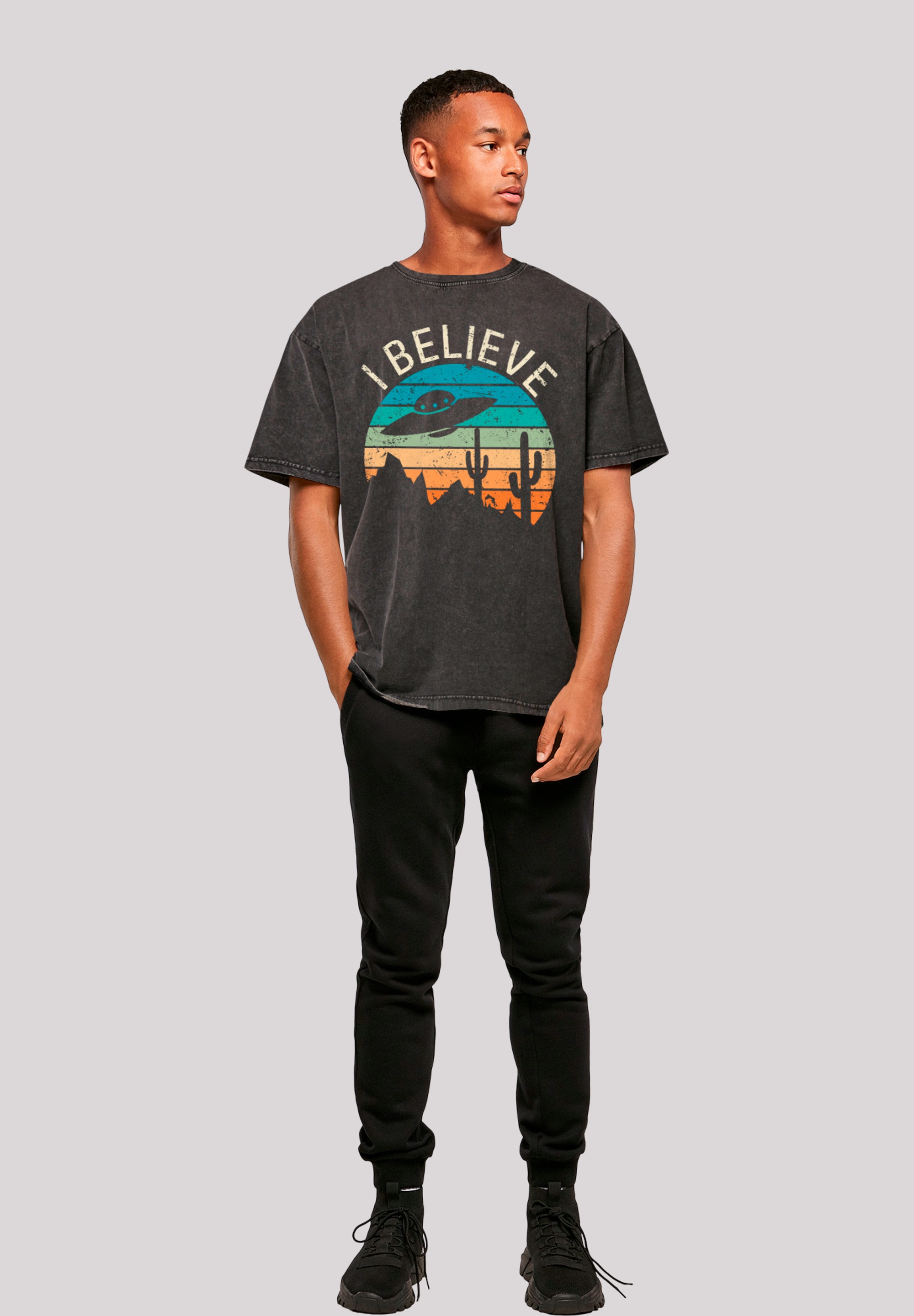F4NT4STIC T-Shirt »I Believe UFO Alien Sonnenuntergang«, Premium Qualität