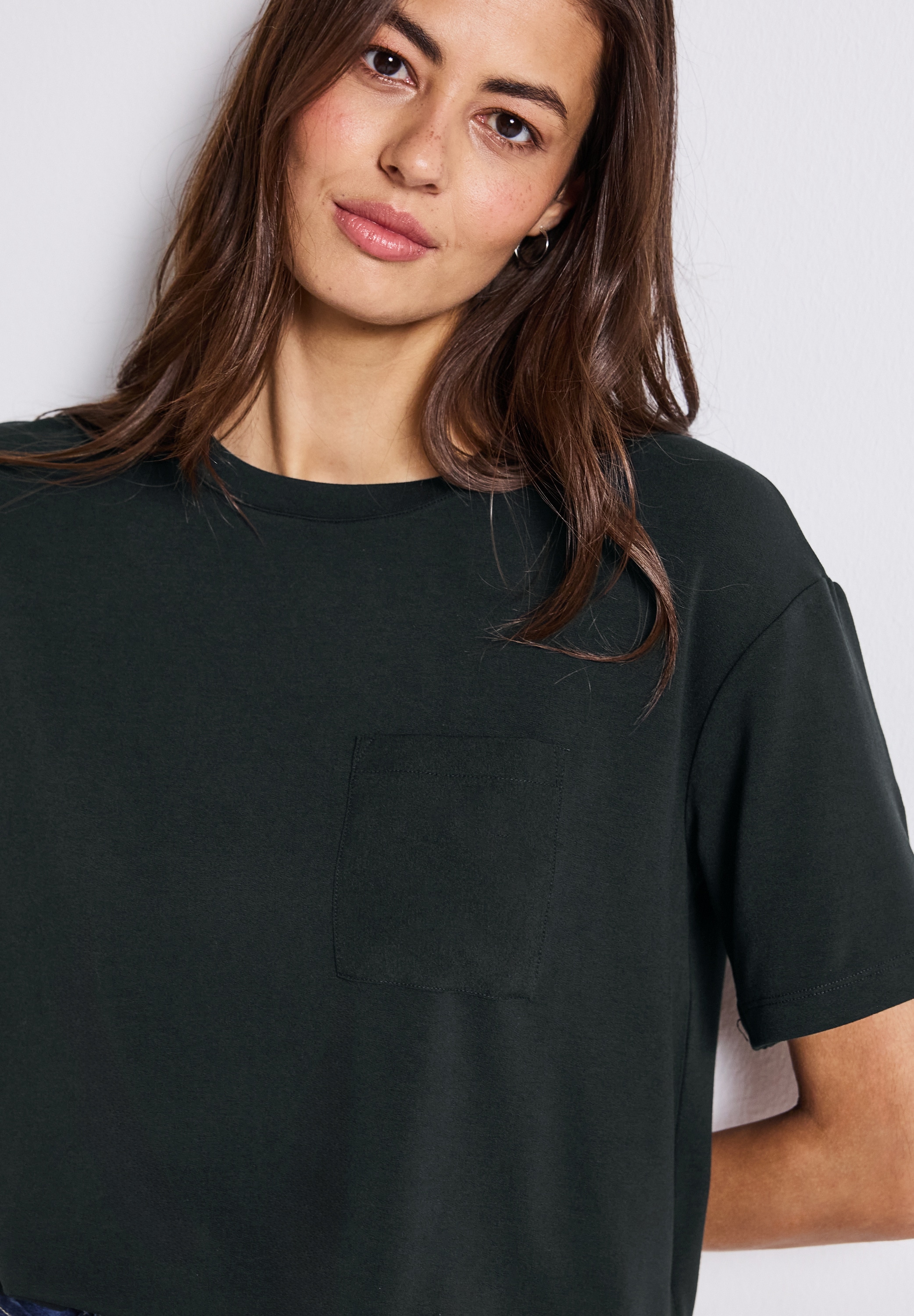 STREET ONE T-Shirt aus elastischem Materialmix