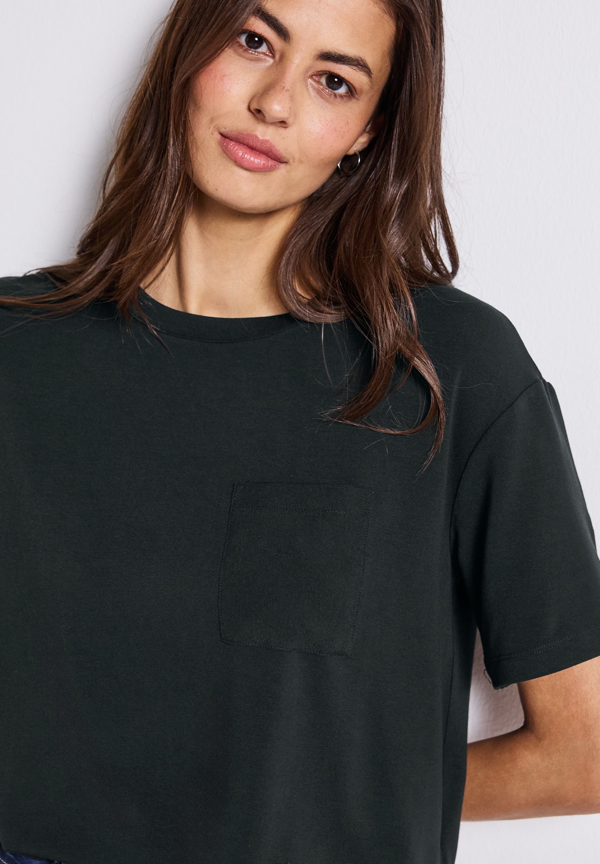 STREET ONE T-Shirt aus elastischem Materialmix günstig online kaufen